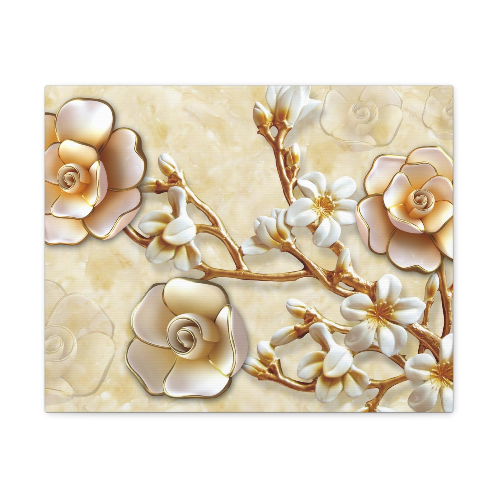 Yellow Flowers 3D Flower Canvas Wall Art for Home Decor Ready-to-Hang-Express Your Love Gifts
