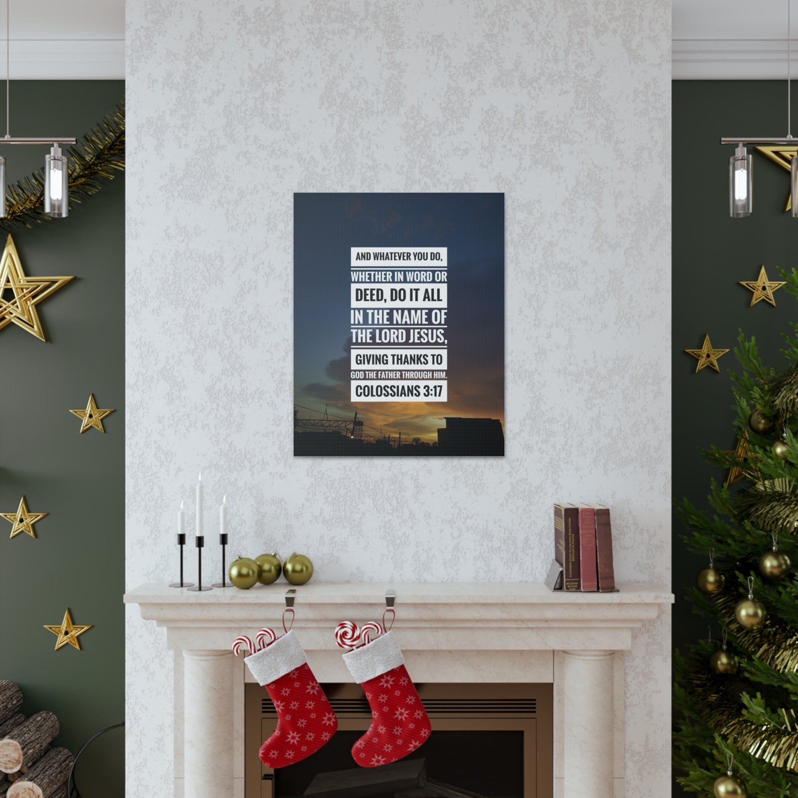 Scripture Canvas Thanks To God The Father Colossians 3:17 Christian Wall Art Bible Verse Print Ready to Hang-Express Your Love Gifts
