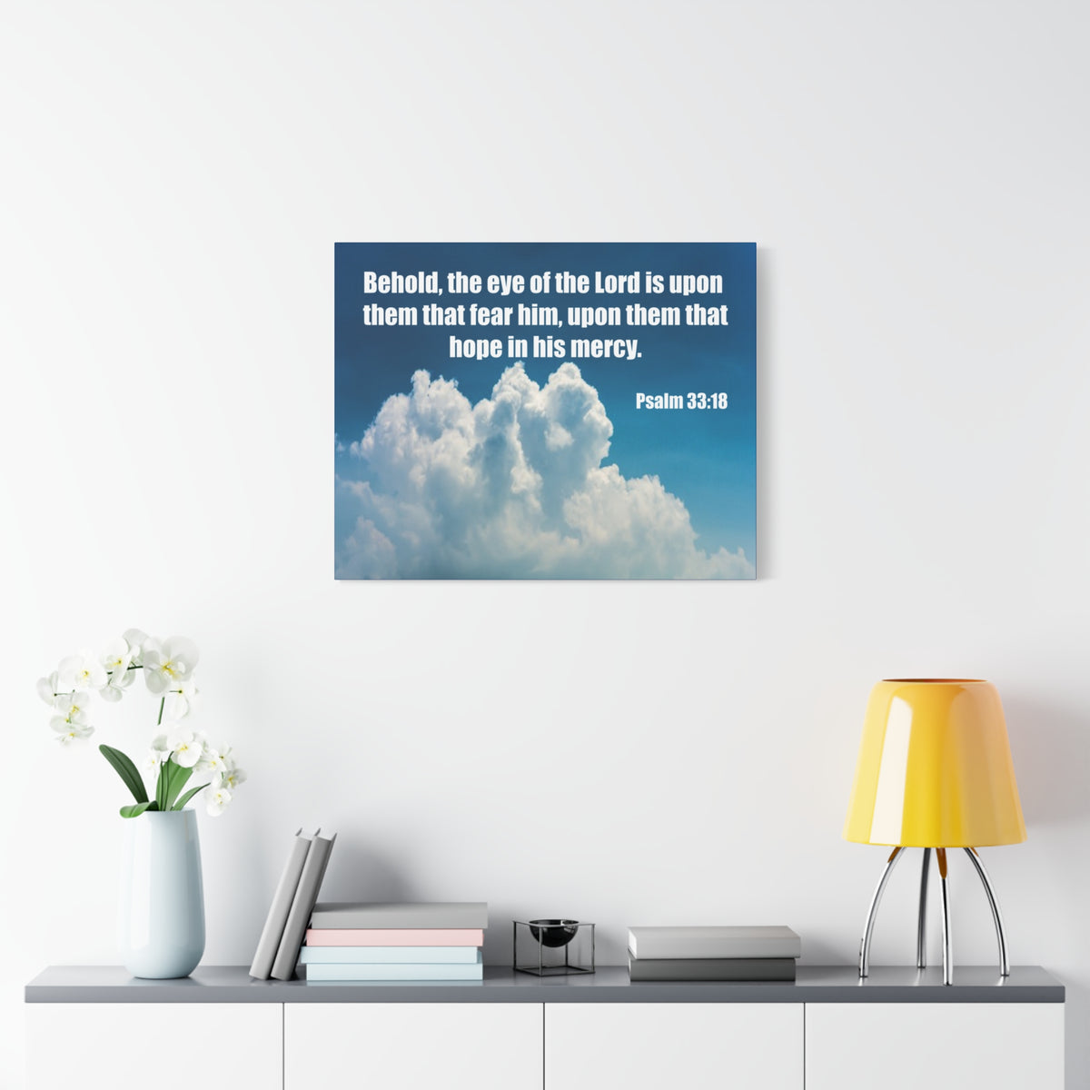 Bible Verse Canvas Hope in His Mercy Psalm 33:18 Christian Home Décor Wall Art Scripture Ready to Hang Faith Print-Express Your Love Gifts