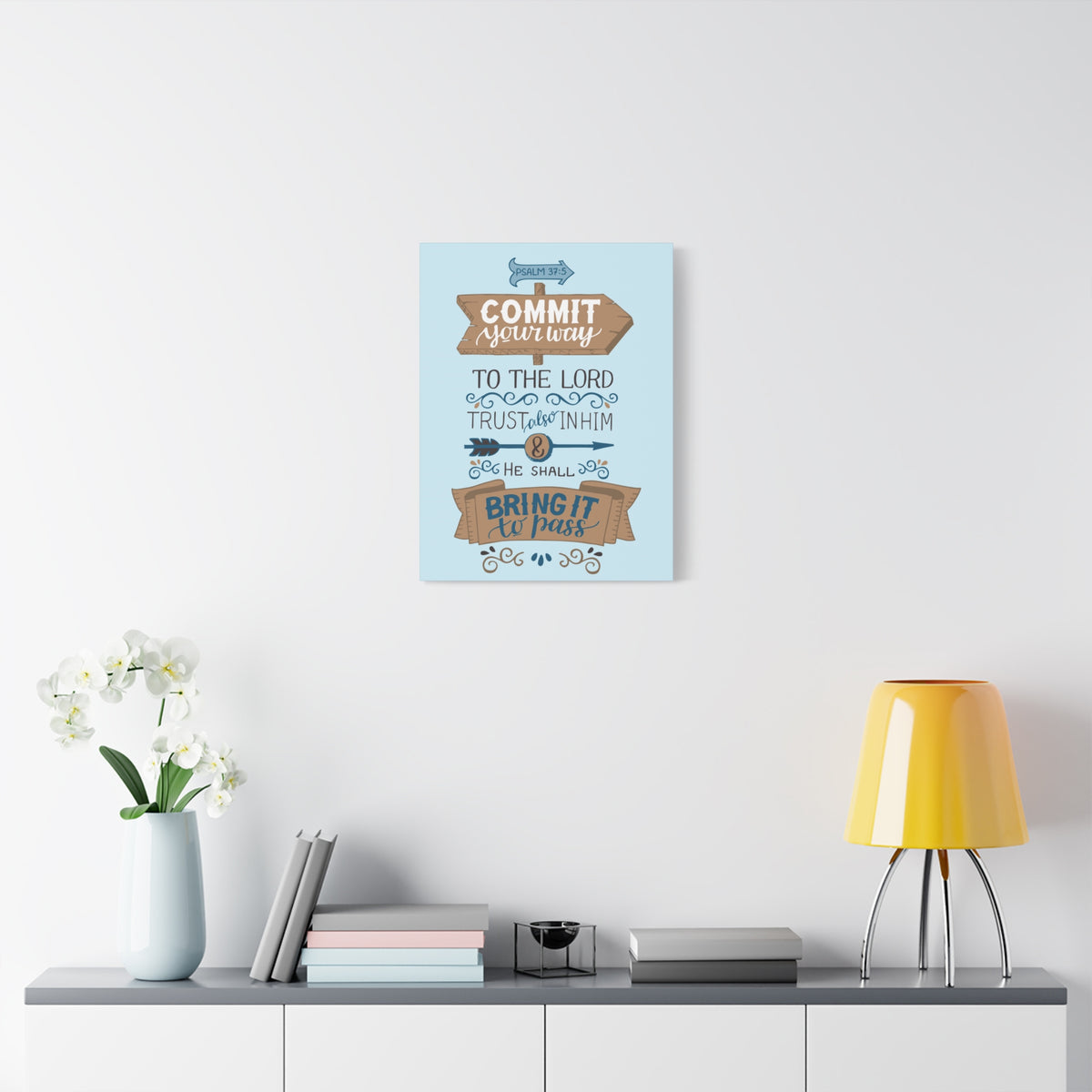 Scripture Canvas Commit Your Way Psalm 37:5 Christian Wall Art Bible Verse Print Ready To Hang-Express Your Love Gifts