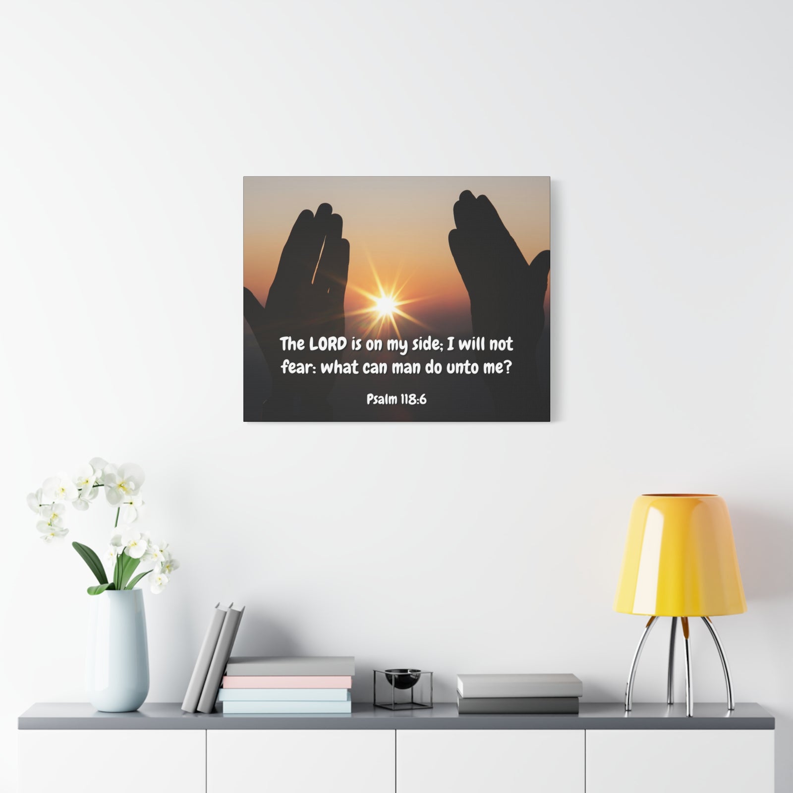 Scripture Canvas God Is On My Side Psalm 118:6 Christian Wall Art Bible Verse Print Ready to Hang-Express Your Love Gifts