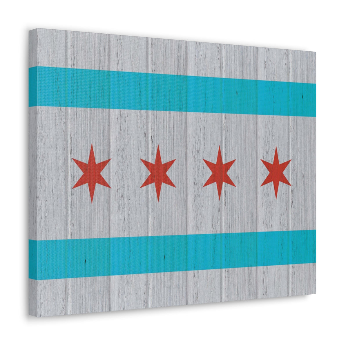 Chicago Flag Distressed Wood Look Canvas Wall Art for Home Decor Ready-to-Hang-Express Your Love Gifts