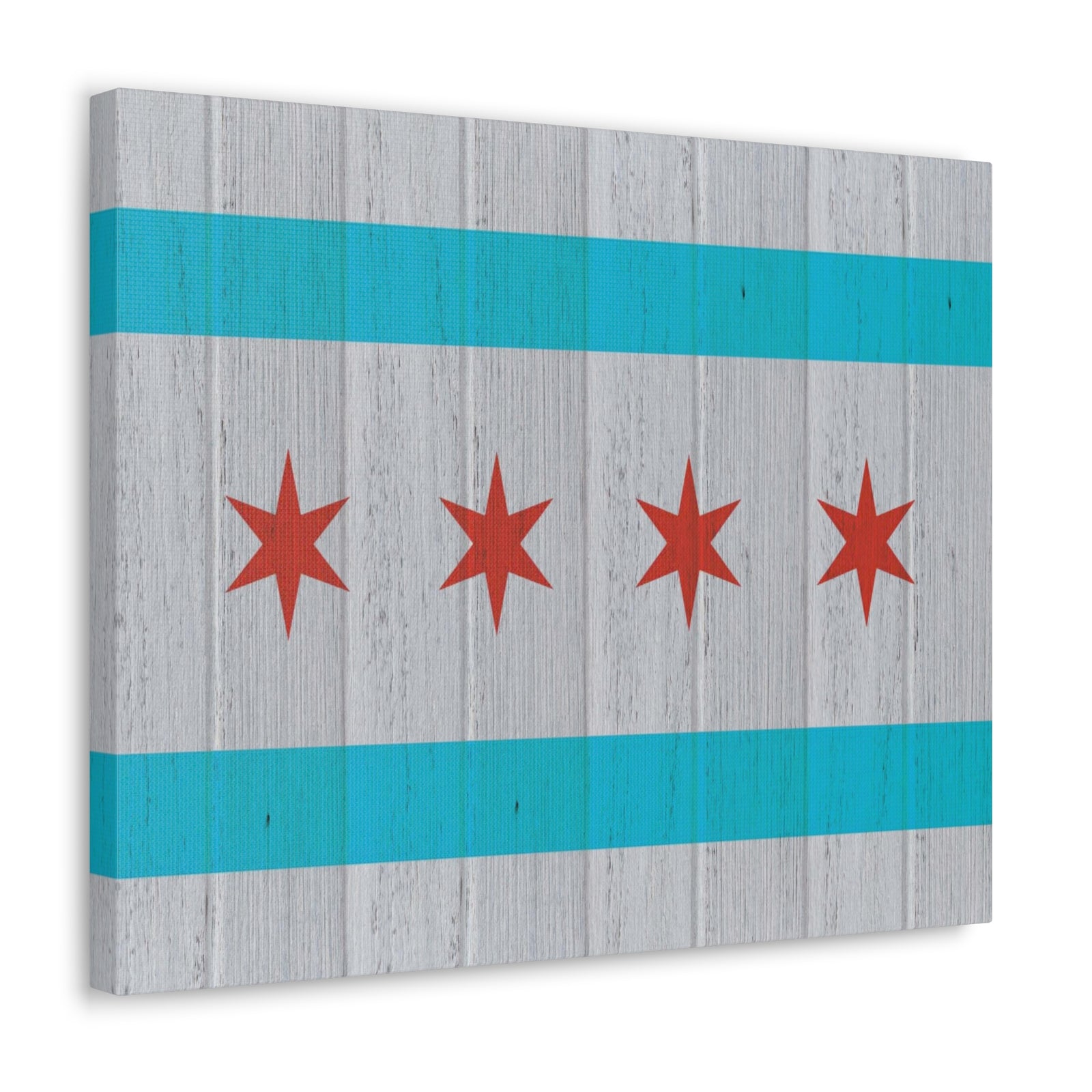 Chicago Flag Distressed Wood Look Canvas Wall Art for Home Decor Ready-to-Hang-Express Your Love Gifts