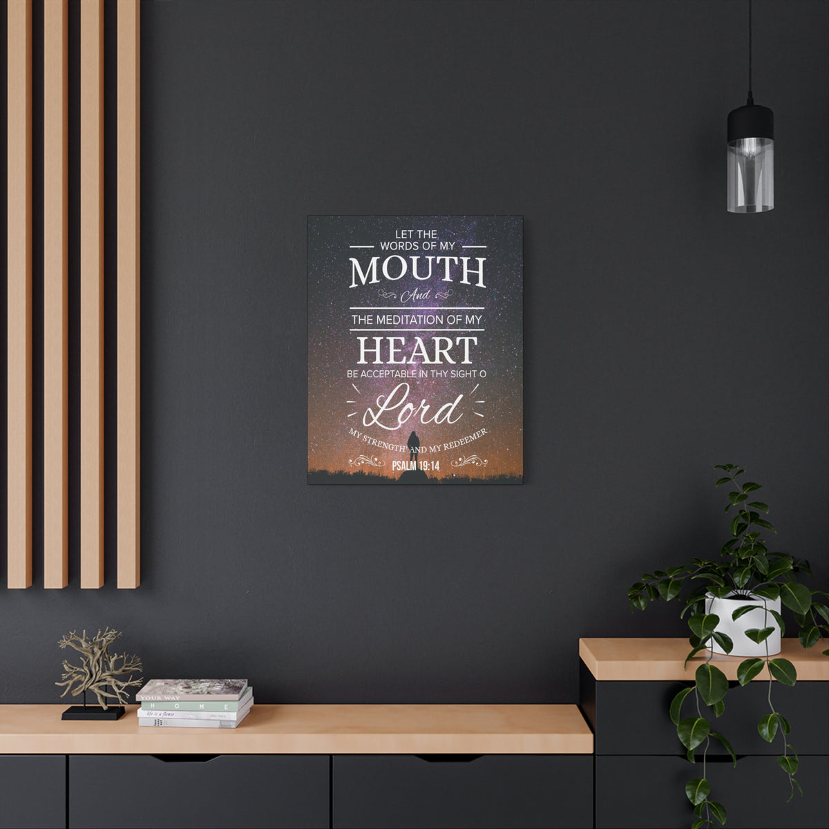 Scripture Canvas My Strength and Redeemer Psalm 19:14 Christian Wall Art Bible Verse Print Ready to Hang-Express Your Love Gifts