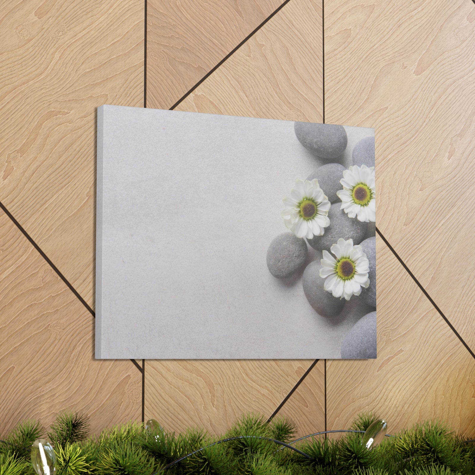 Three White Flower Forest Floral Nature Photography Canvas Wall Art for Home Decor Ready-to-Hang-Express Your Love Gifts