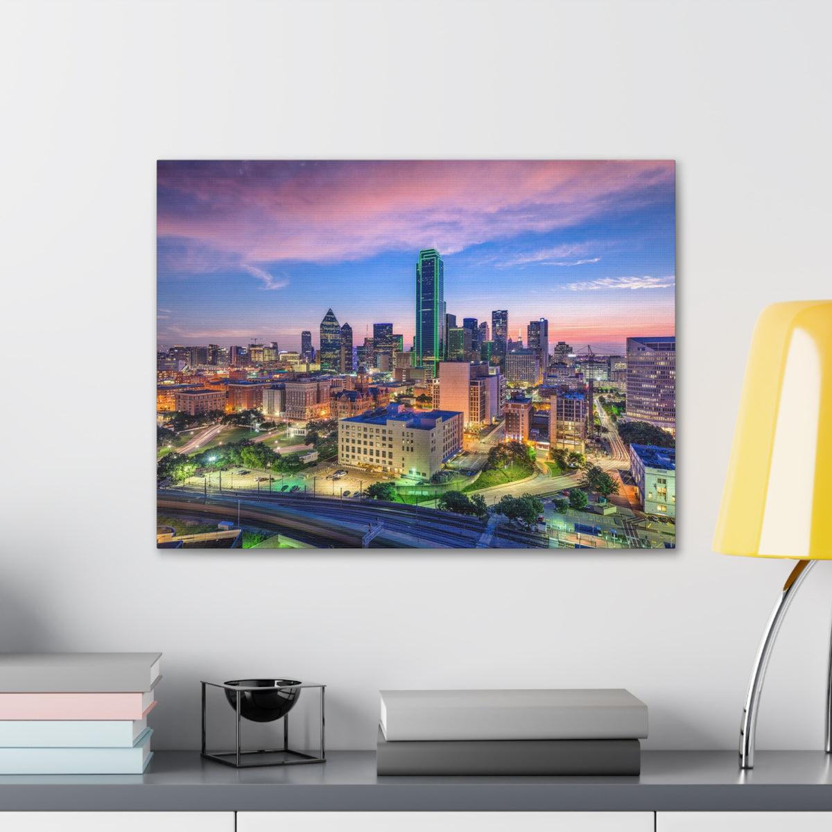 Dallas Night Skyline Canvas Artwork High-Quality Breathtaking Stunning Cityscape for Home Decor Ready to Hang-Express Your Love Gifts
