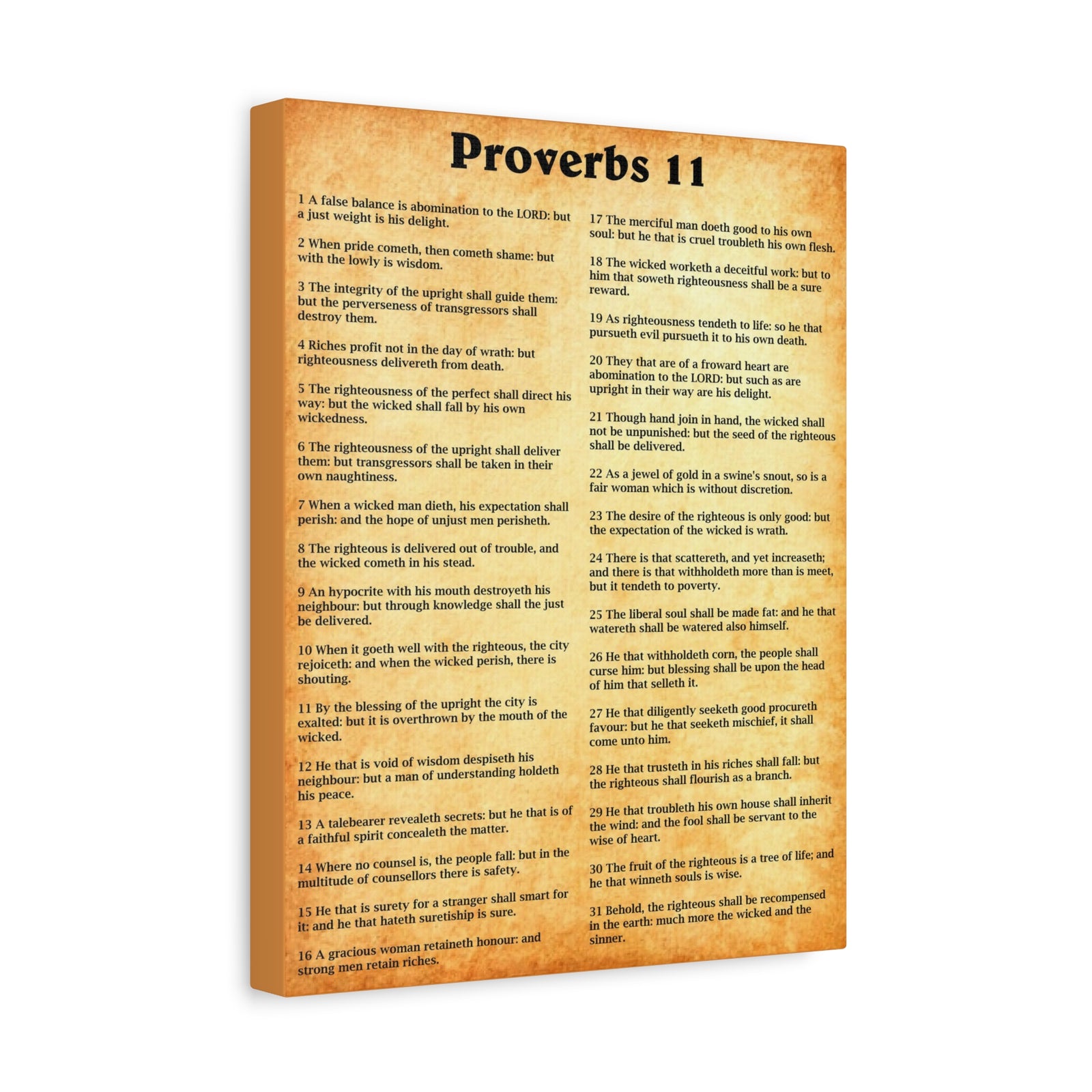 Scripture Walls Proverbs Chapter 11 Gold Bible Canvas Christian Wall Art Ready to Hang Unframed-Express Your Love Gifts