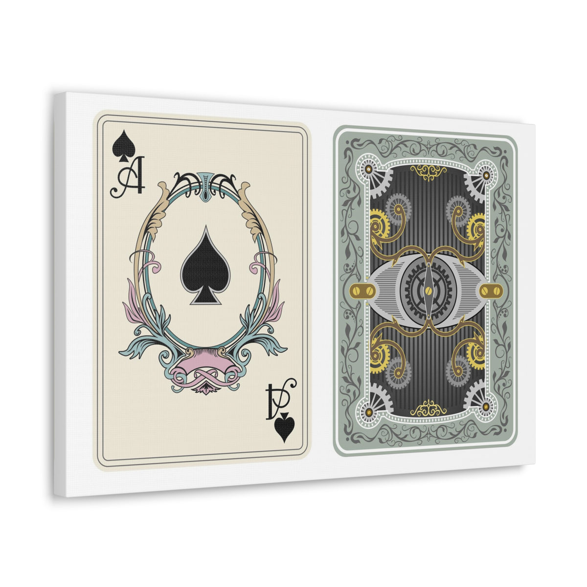 Steampunk Style Ace Of Spades Playing Card Canvas Wall Art for Home Decor Ready-to-Hang-Express Your Love Gifts