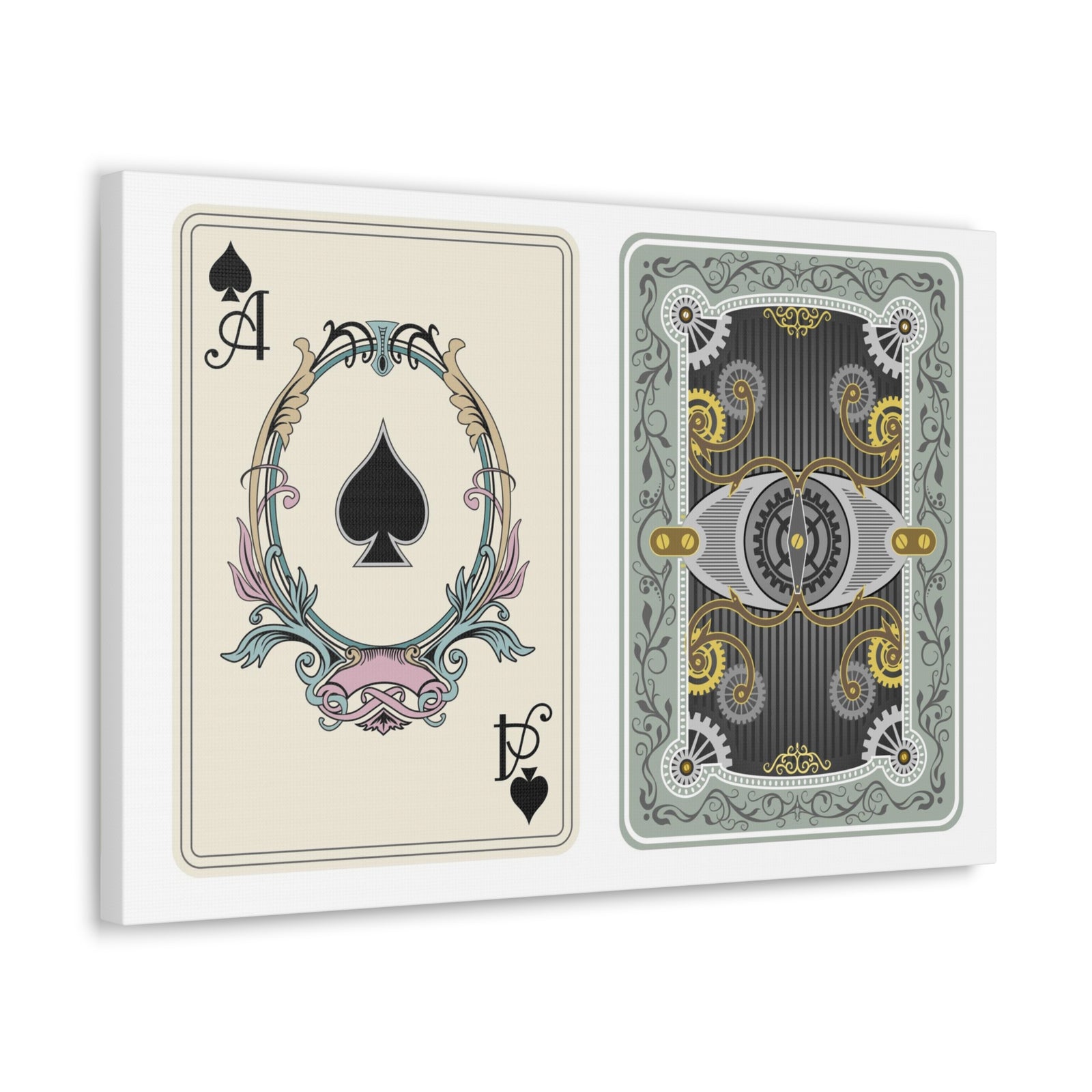 Steampunk Style Ace Of Spades Playing Card Canvas Wall Art for Home Decor Ready-to-Hang-Express Your Love Gifts
