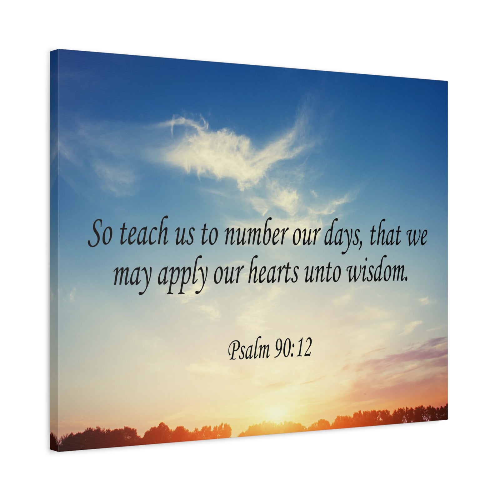 Scripture Canvas Hearts Unto Wisdom Psalm 90:12 Christian Wall Art Bible Verse Print Ready to Hang-Express Your Love Gifts