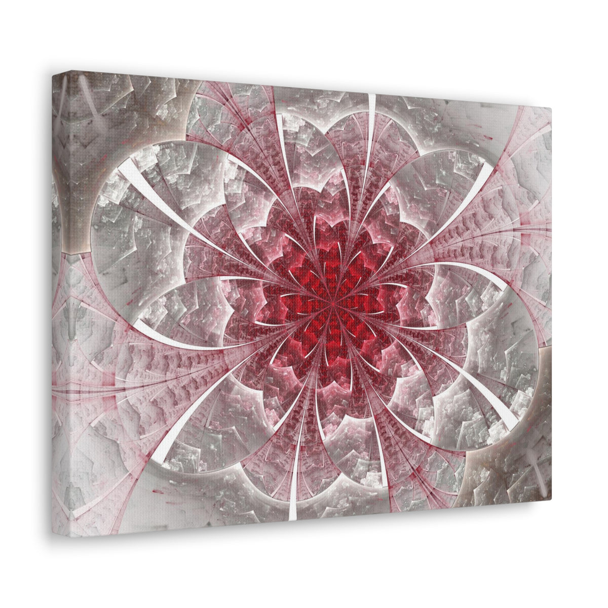 Fractal Flower In Red Stained Glass Canvas Wall Art for Home Decor Ready-to-Hang-Express Your Love Gifts