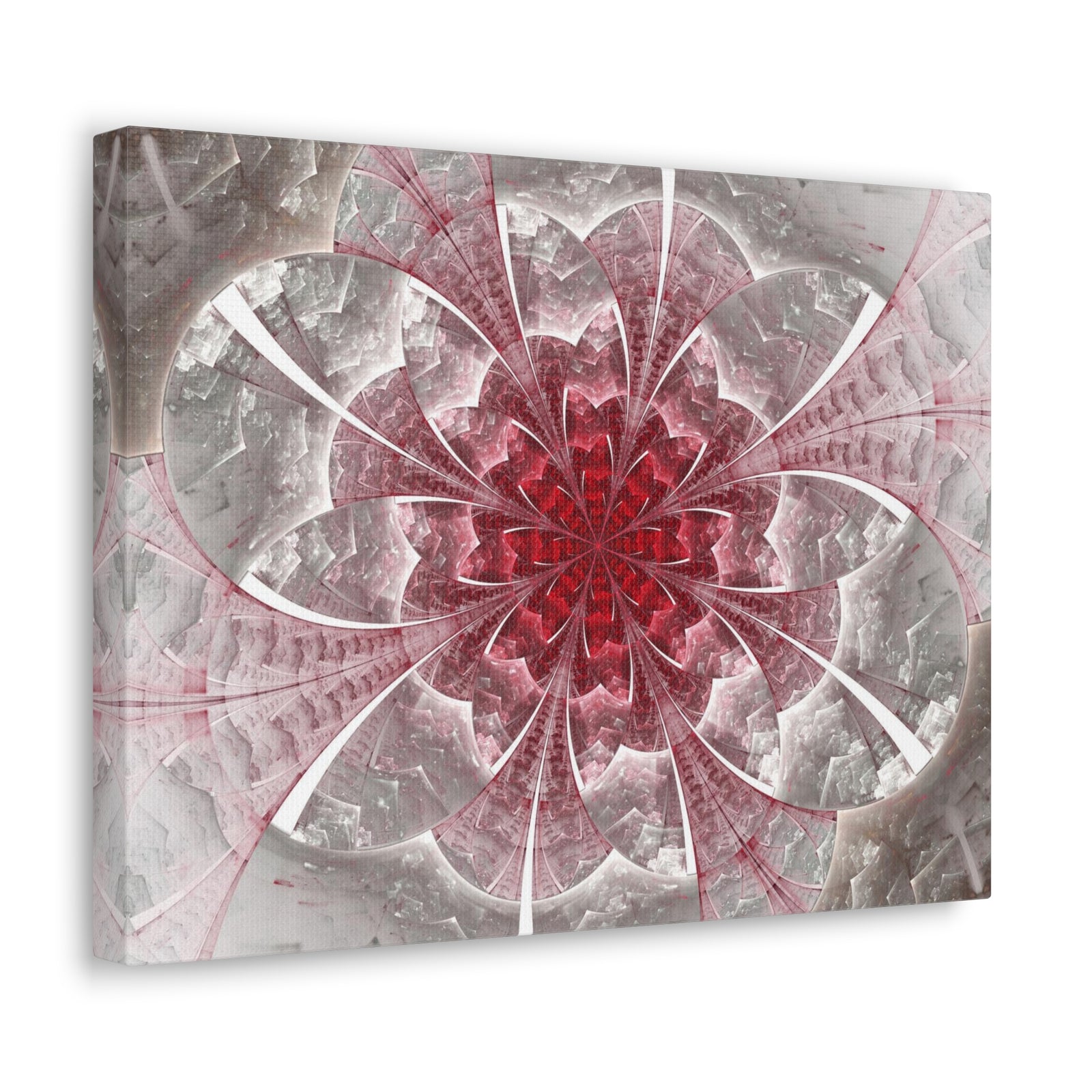 Fractal Flower In Red Stained Glass Canvas Wall Art for Home Decor Ready-to-Hang-Express Your Love Gifts