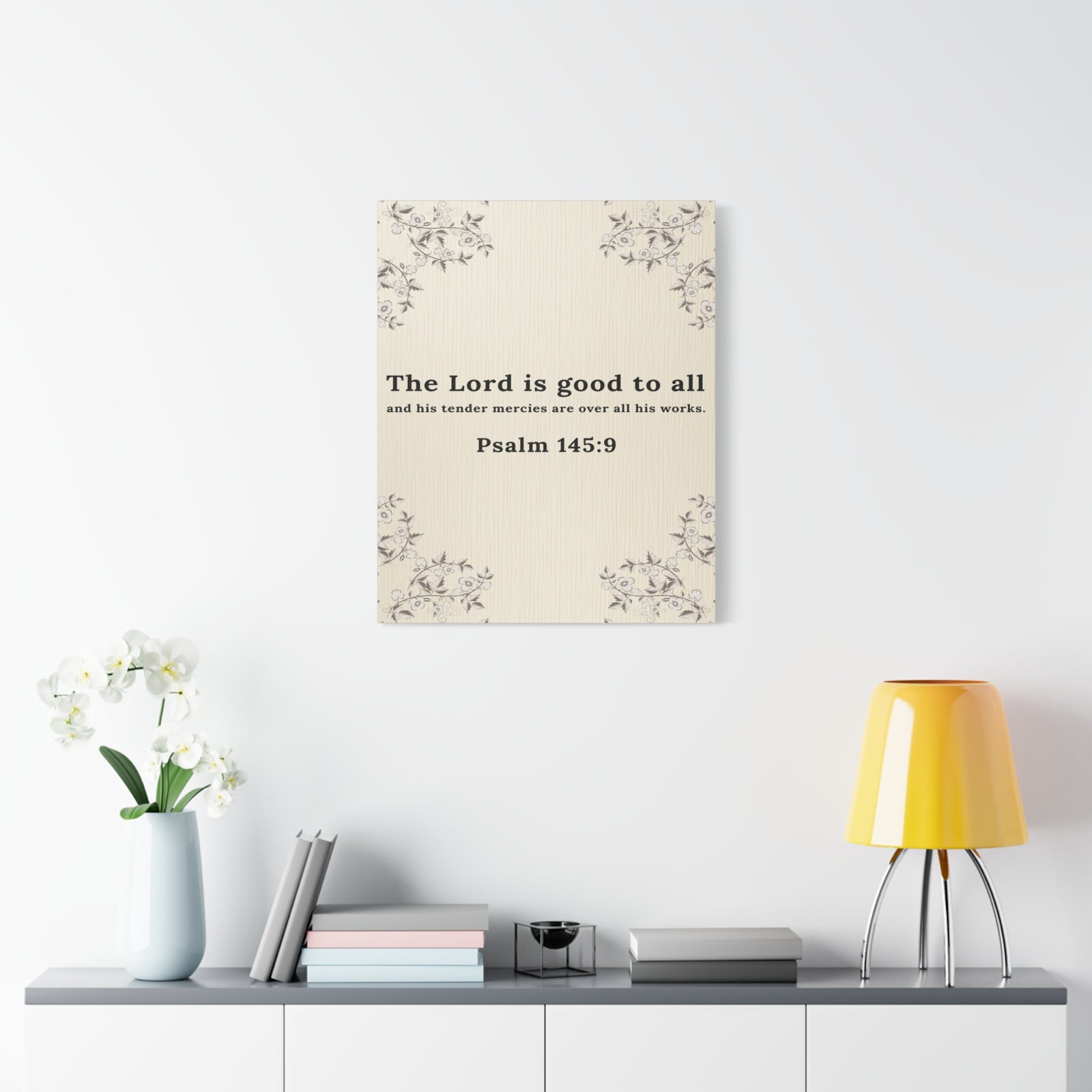Scripture Walls Psalm 145:9 Lord is Good to All Bible Verse Canvas Christian Wall Art Ready to Hang Unframed-Express Your Love Gifts