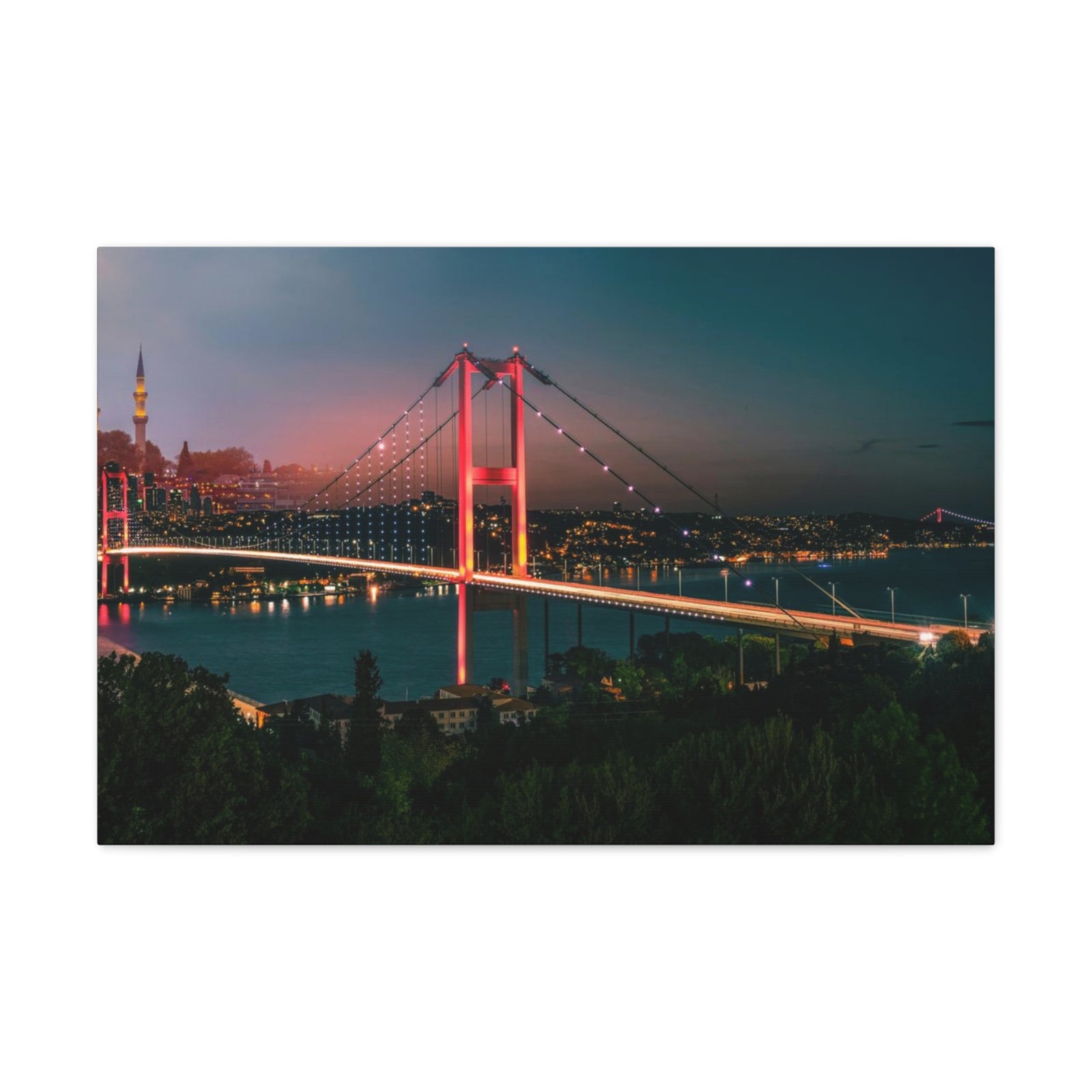 Istanbul Night Skyline Canvas Artwork High-Quality Breathtaking Stunning Cityscape for Home Decor Ready to Hang-Express Your Love Gifts