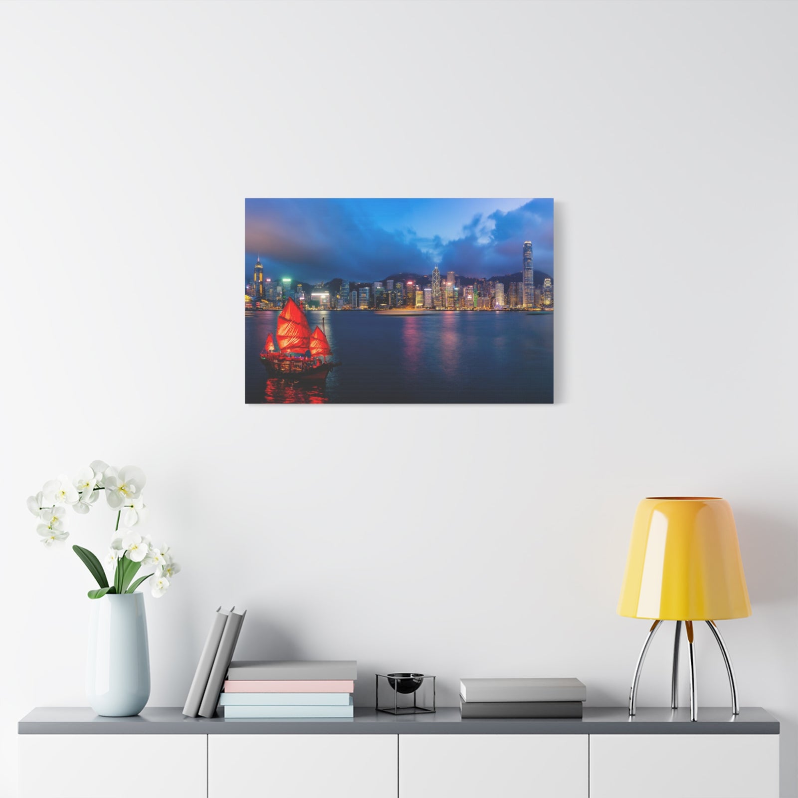 Hong Kong Night Skyline Canvas Artwork High-Quality Breathtaking Stunning Cityscape for Home Decor Ready to Hang-Express Your Love Gifts