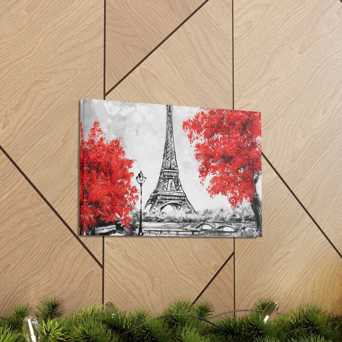 Paris Red Tree Eiffel Tower France Canvas Artwork High-Quality Breathtaking French City for Home Decor Ready to Hang-Express Your Love Gifts