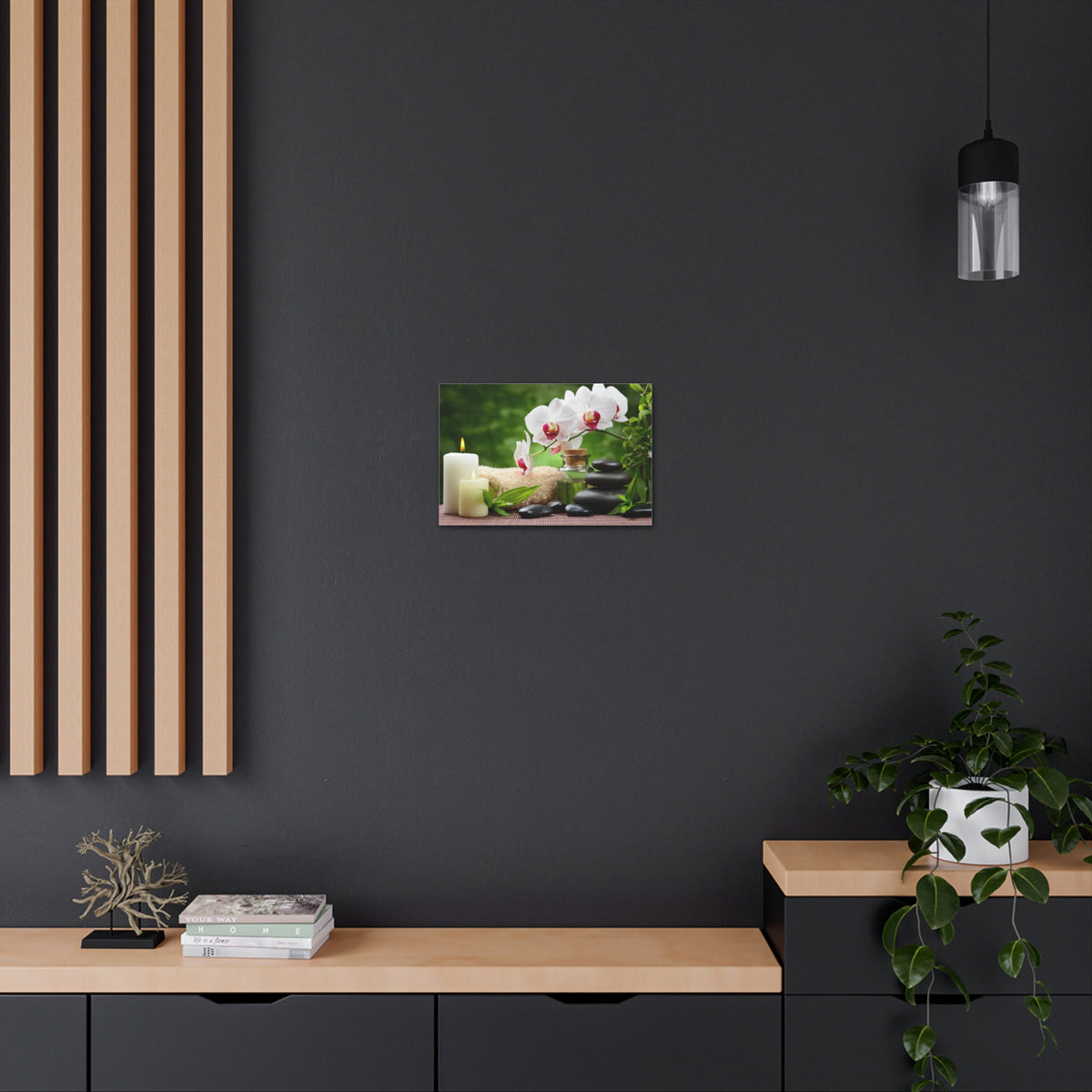 Orchid Flower and Stone Forest Floral Nature Photography Canvas Wall Art for Home Decor Ready-to-Hang-Express Your Love Gifts