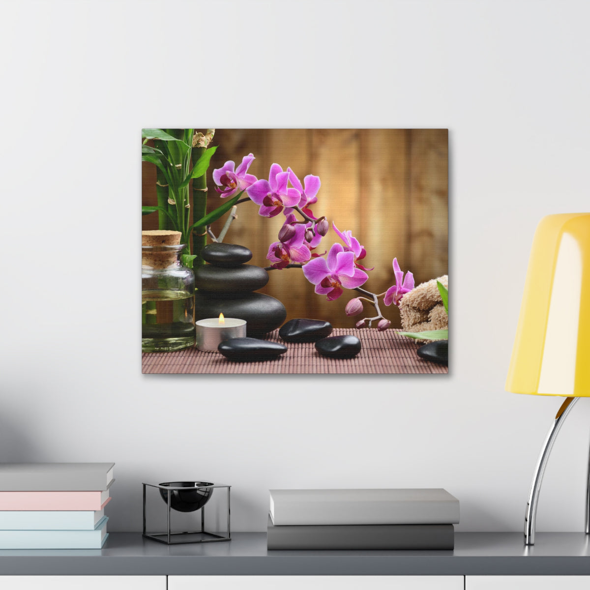 Bamboo Stones Orchid Forest Floral Nature Photography Canvas Wall Art for Home Decor Ready-to-Hang-Express Your Love Gifts