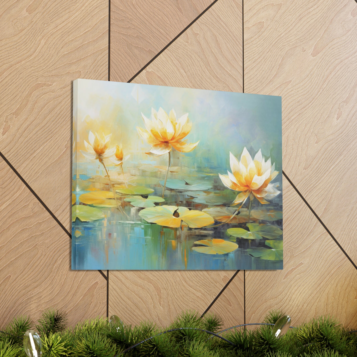 Hand-painted Lotus Flower Canvas Wall Art for Home Decor Ready-to-Hang-Express Your Love Gifts