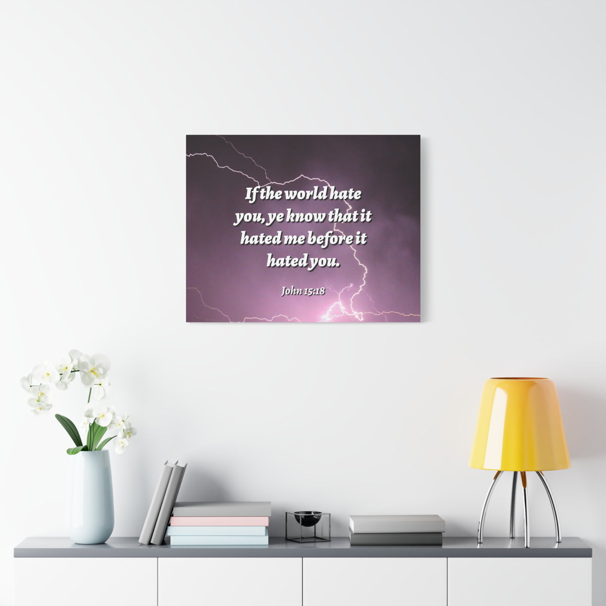 Scripture Canvas The World John 15:18 Christian Wall Art Bible Verse Print Ready to Hang-Express Your Love Gifts