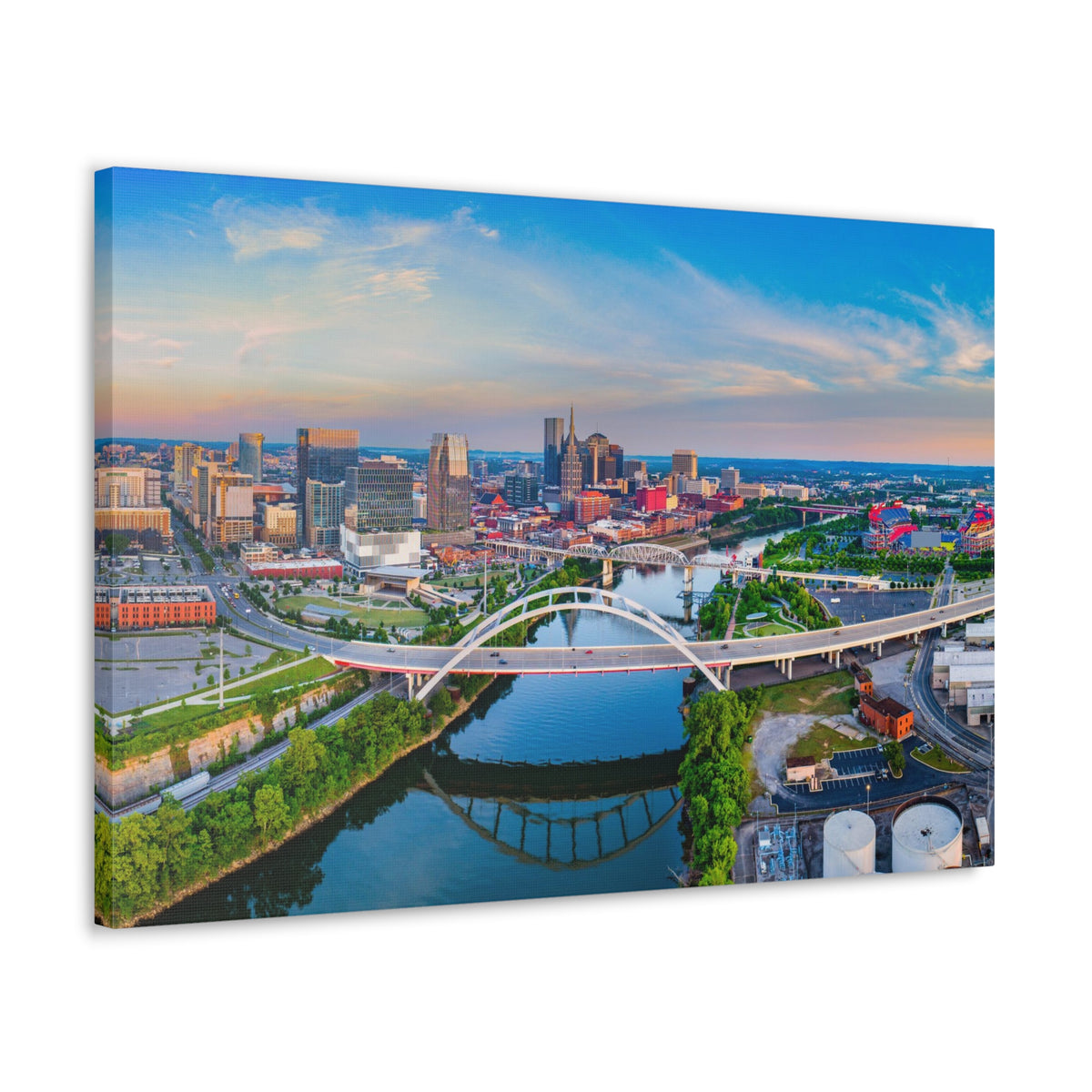 Nashville Daytime Skyline Canvas Artwork High-Quality Breathtaking Stunning Cityscape for Home Decor Ready to Hang-Express Your Love Gifts