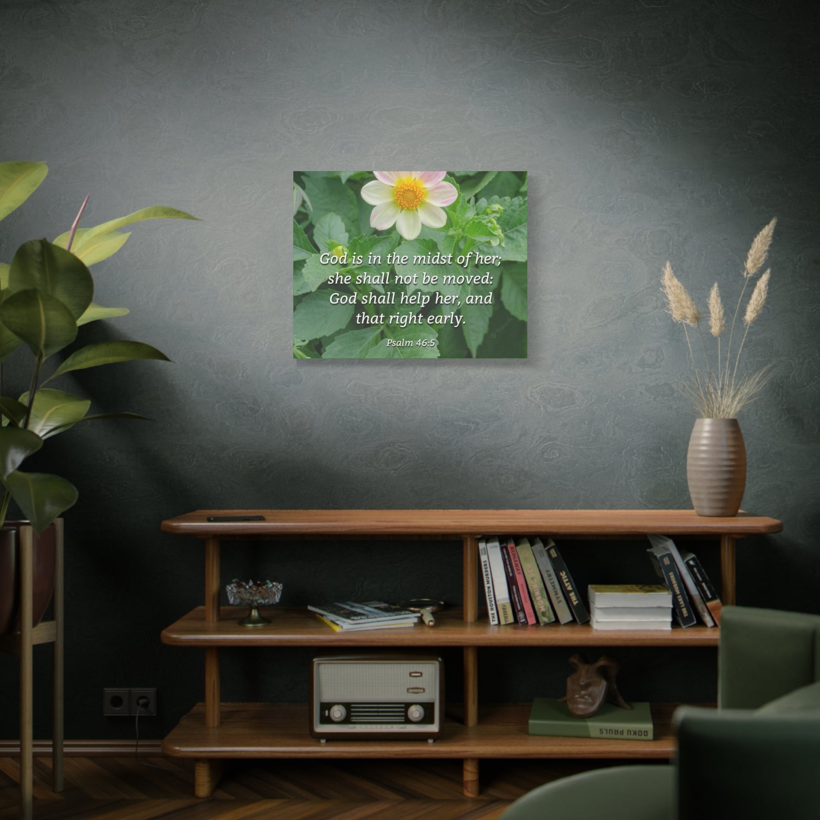 Scripture Canvas God Shall Help Her Psalm 46:5 Christian Wall Art Bible Verse Print Ready to Hang-Express Your Love Gifts
