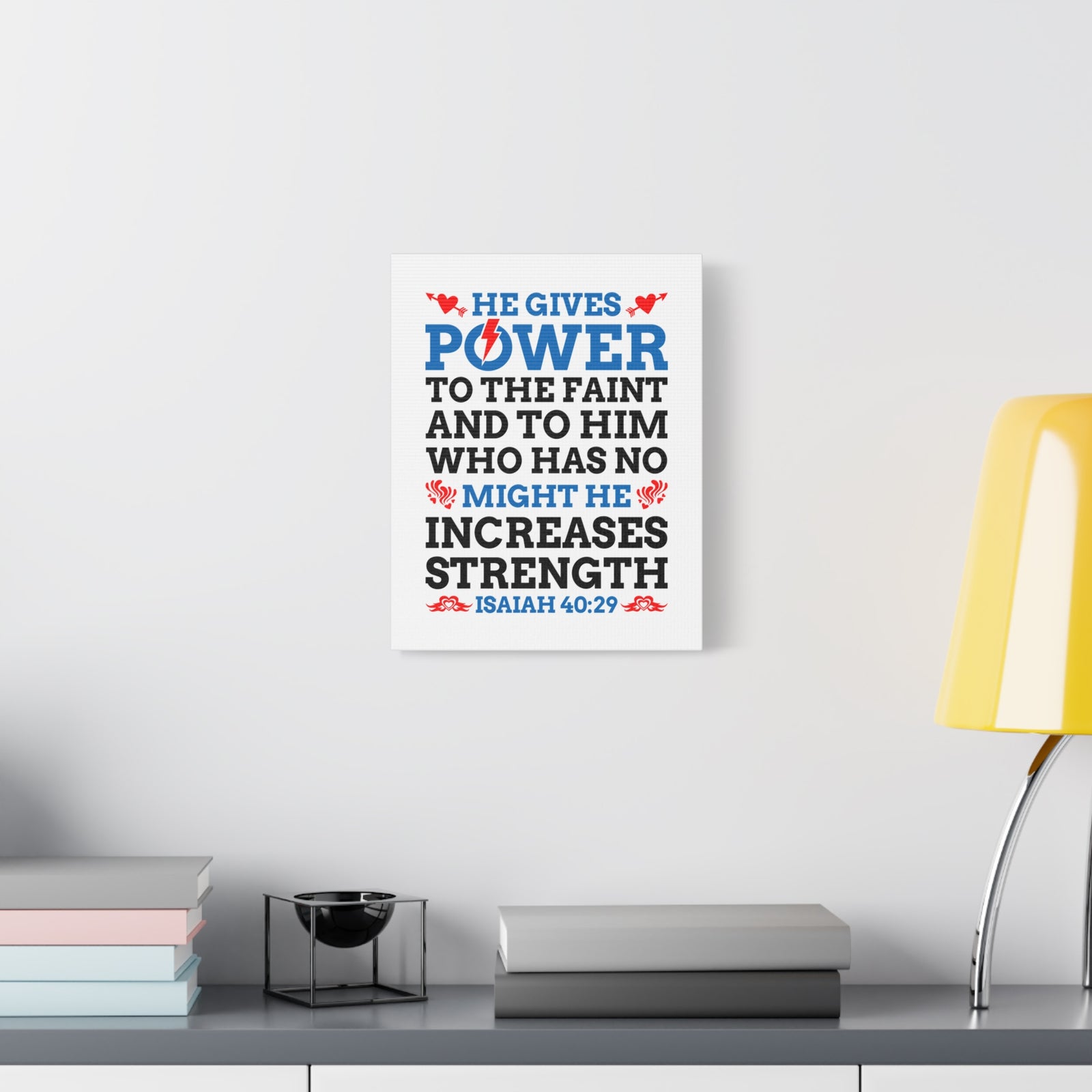 Scripture Canvas He Gives Power Isaiah 40:29 Christian Wall Art Bible Verse Print Ready to Hang-Express Your Love Gifts