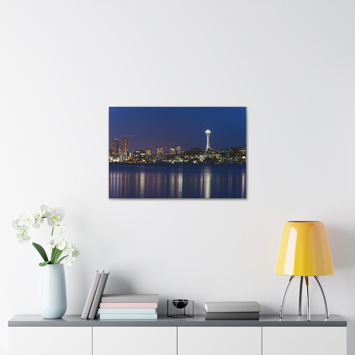 Seattle Night Skyline Canvas Artwork High-Quality Breathtaking Stunning Cityscape for Home Decor Ready to Hang-Express Your Love Gifts