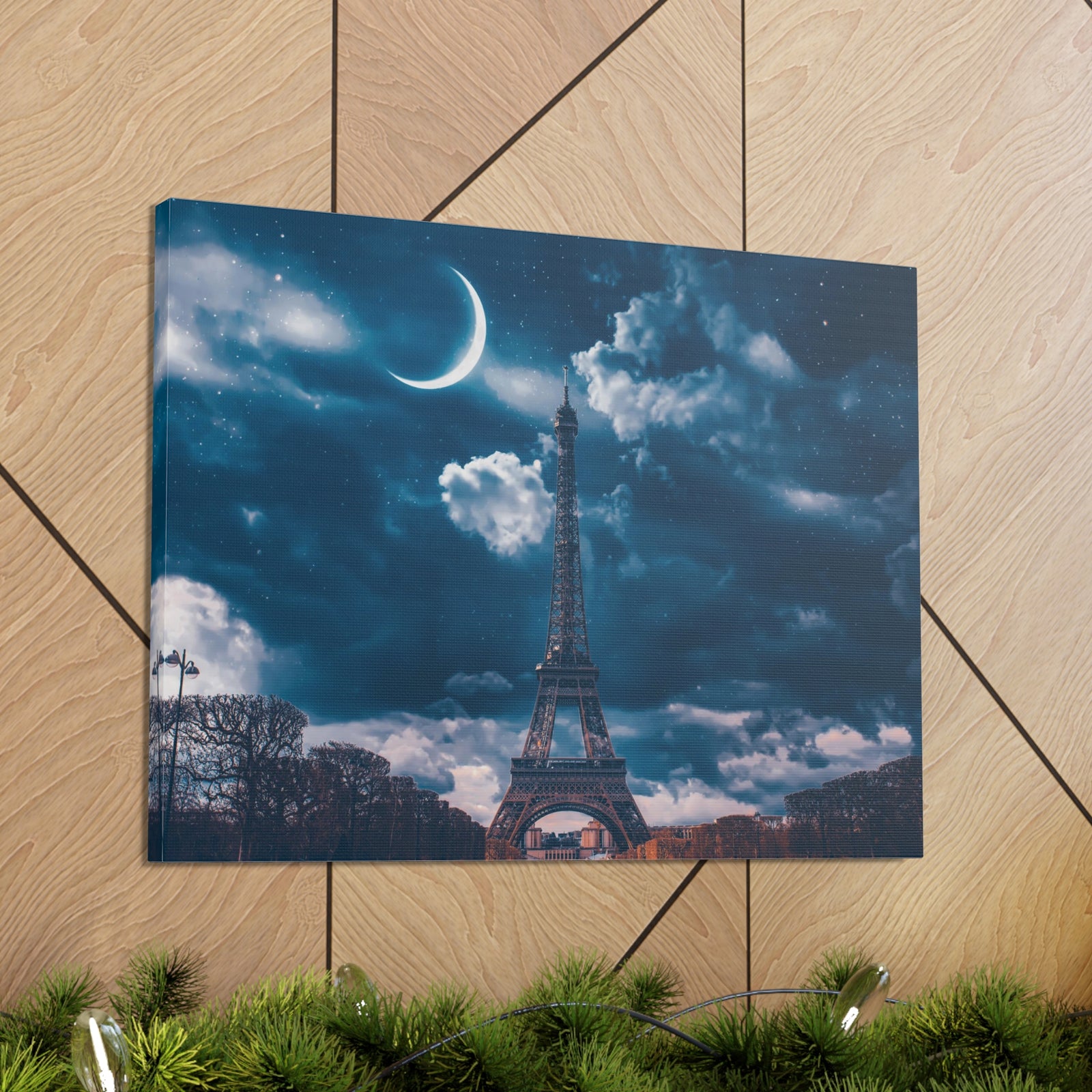 Paris Eiffel Tower Moon France Canvas Artwork High-Quality Breathtaking French City for Home Decor Ready to Hang-Express Your Love Gifts