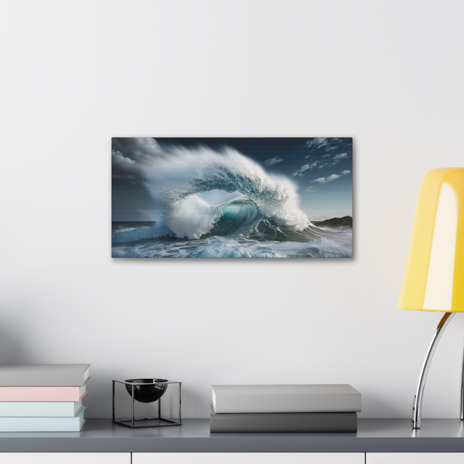 High Waves Against Blue Sky Ocean Canvas Wall Art for Home Decor Ready-to-Hang-Express Your Love Gifts