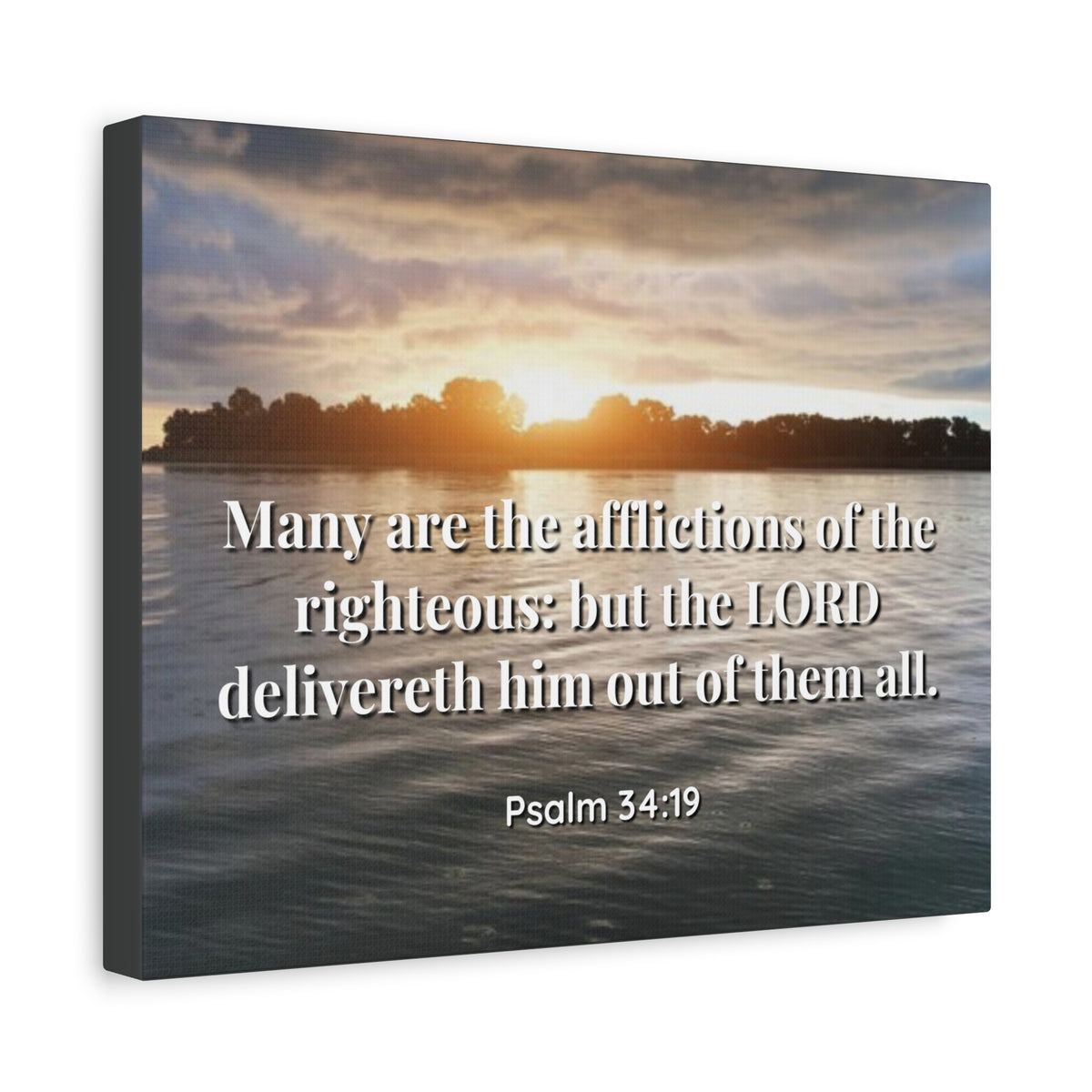 Scripture Canvas The Afflictions Psalm 34:19 Christian Wall Art Bible Verse Print Ready to Hang-Express Your Love Gifts