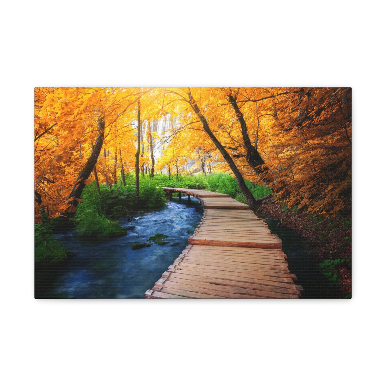 Path Autumn Orange Tree Nature Wilderness Photography Canvas Wall Art for Home Decor Ready-to-Hang-Express Your Love Gifts