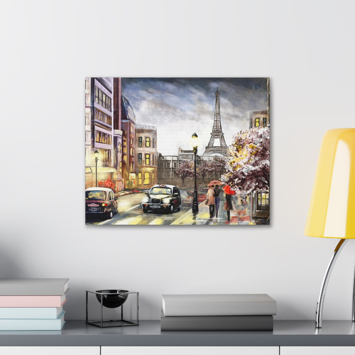 Paris Couple Red Umbrella France Canvas Artwork High-Quality Breathtaking French City for Home Decor Ready to Hang-Express Your Love Gifts