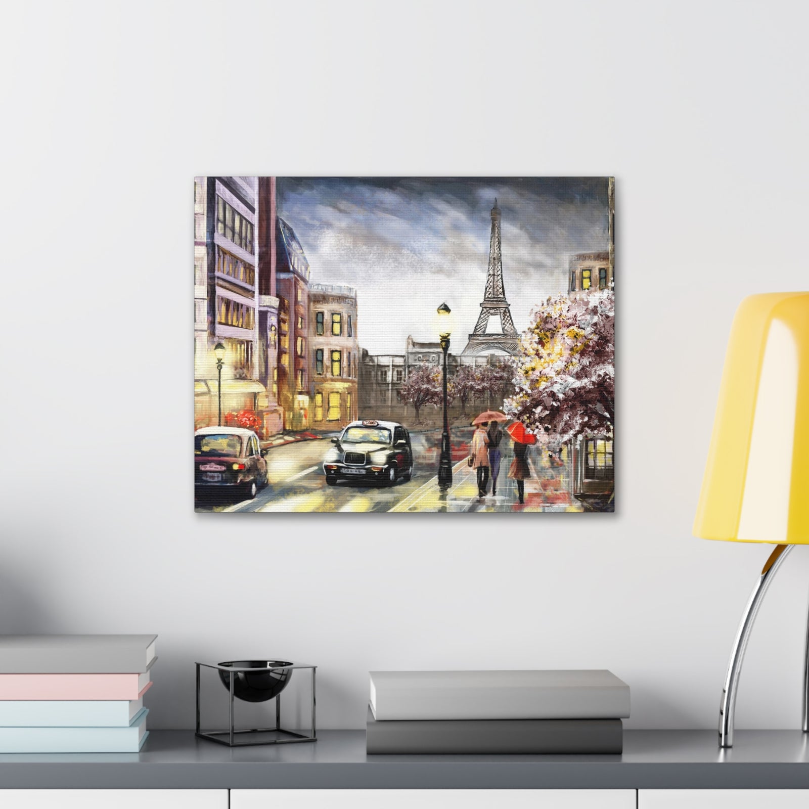 Paris Couple Red Umbrella France Canvas Artwork High-Quality Breathtaking French City for Home Decor Ready to Hang-Express Your Love Gifts