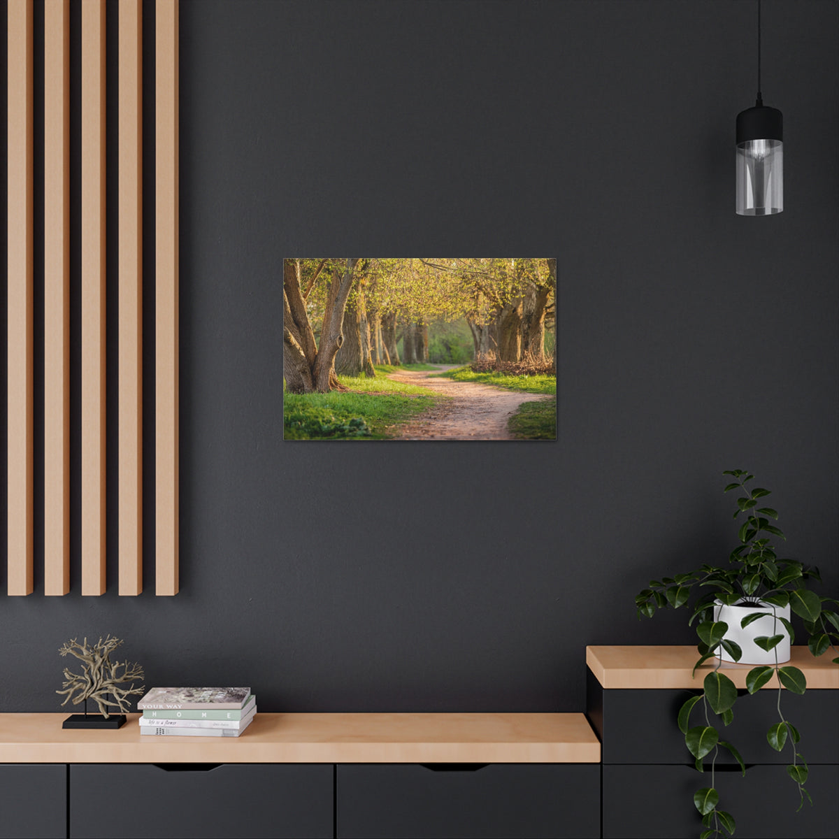 Tree Green Path Forest Nature Wilderness Photography Canvas Wall Art for Home Decor Ready-to-Hang-Express Your Love Gifts