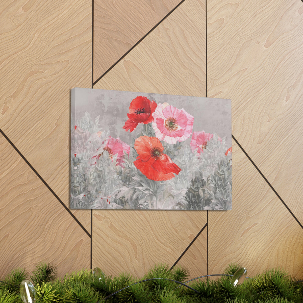 Poppies Flowers Illustration Flower Canvas Wall Art for Home Decor Ready-to-Hang-Express Your Love Gifts