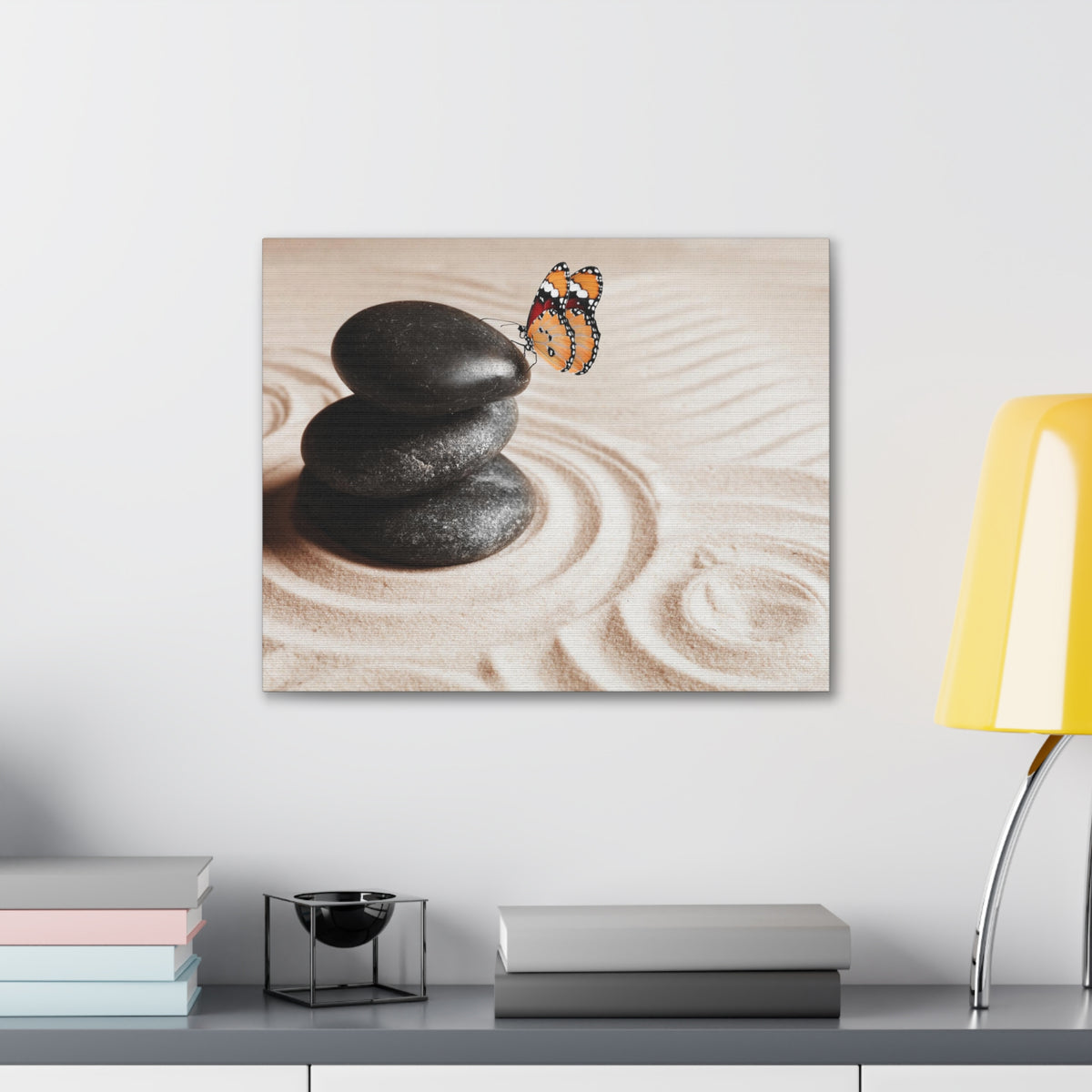 Stones on Sand Forest Floral Nature Photography Canvas Wall Art for Home Decor Ready-to-Hang-Express Your Love Gifts