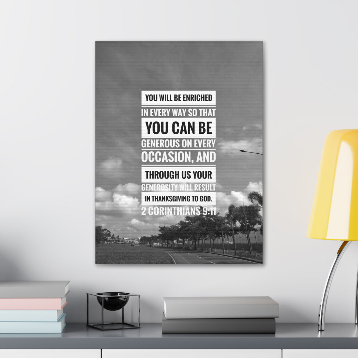 Scripture Canvas You Will Be Enriched 2 Corinthians 9:11 Christian Wall Art Bible Verse Print Ready to Hang-Express Your Love Gifts