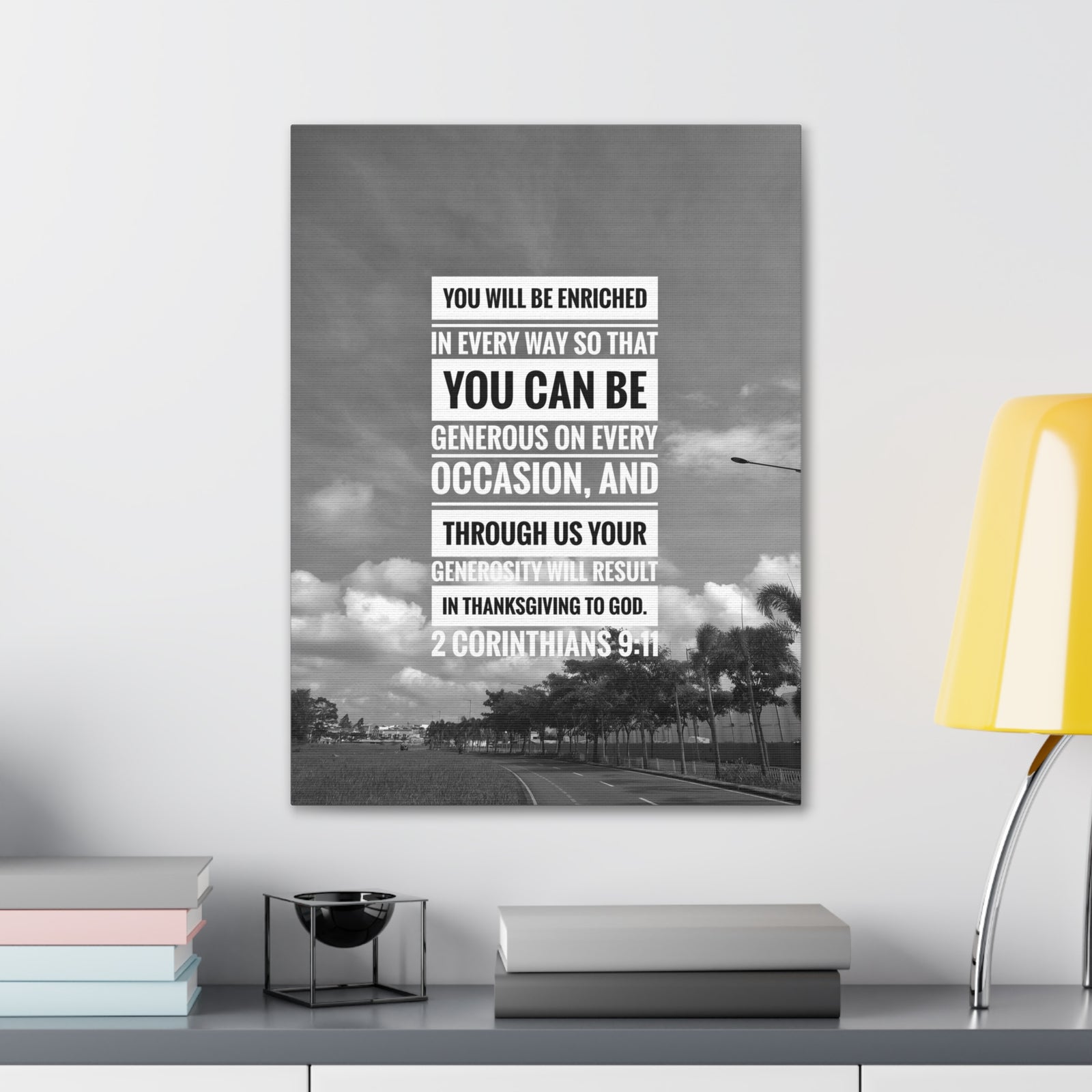Scripture Canvas You Will Be Enriched 2 Corinthians 9:11 Christian Wall Art Bible Verse Print Ready to Hang-Express Your Love Gifts