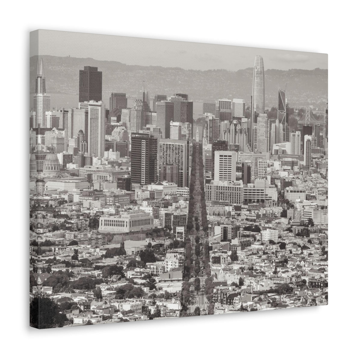 San Francisco Black And White Skyline Canvas Artwork High-Quality Breathtaking Stunning Cityscape for Home Decor Ready to Hang-Express Your Love Gifts