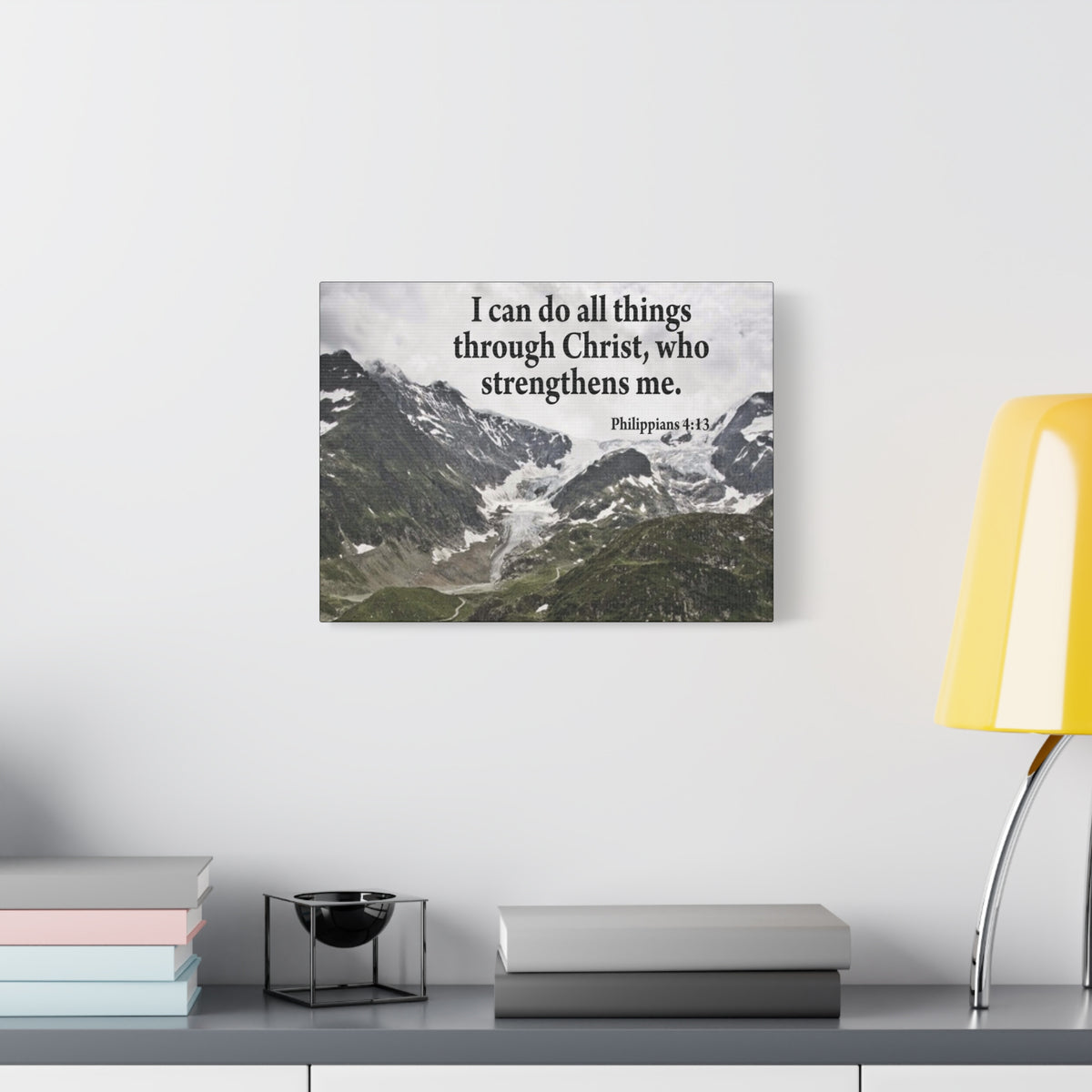Scripture Canvas Christ Strenthens Me Philippians 4:13 Christian Wall Art Bible Verse Print Ready to Hang-Express Your Love Gifts