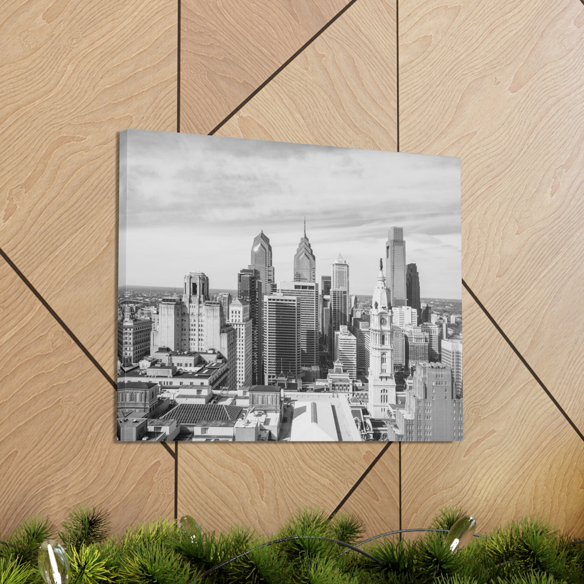 Philadelphia Black And White Skyline Canvas Artwork High-Quality Breathtaking Stunning Cityscape for Home Decor Ready to Hang-Express Your Love Gifts