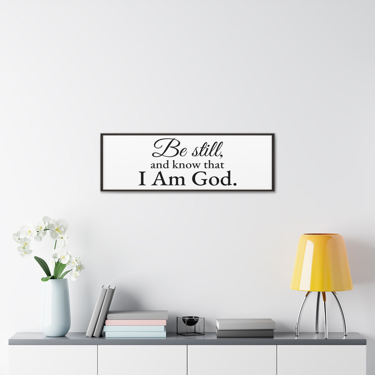 Scripture Walls Be Still Psalm 46:10 White Bible Verse Canvas Christian Wall Art Ready to Hang Unframed-Express Your Love Gifts