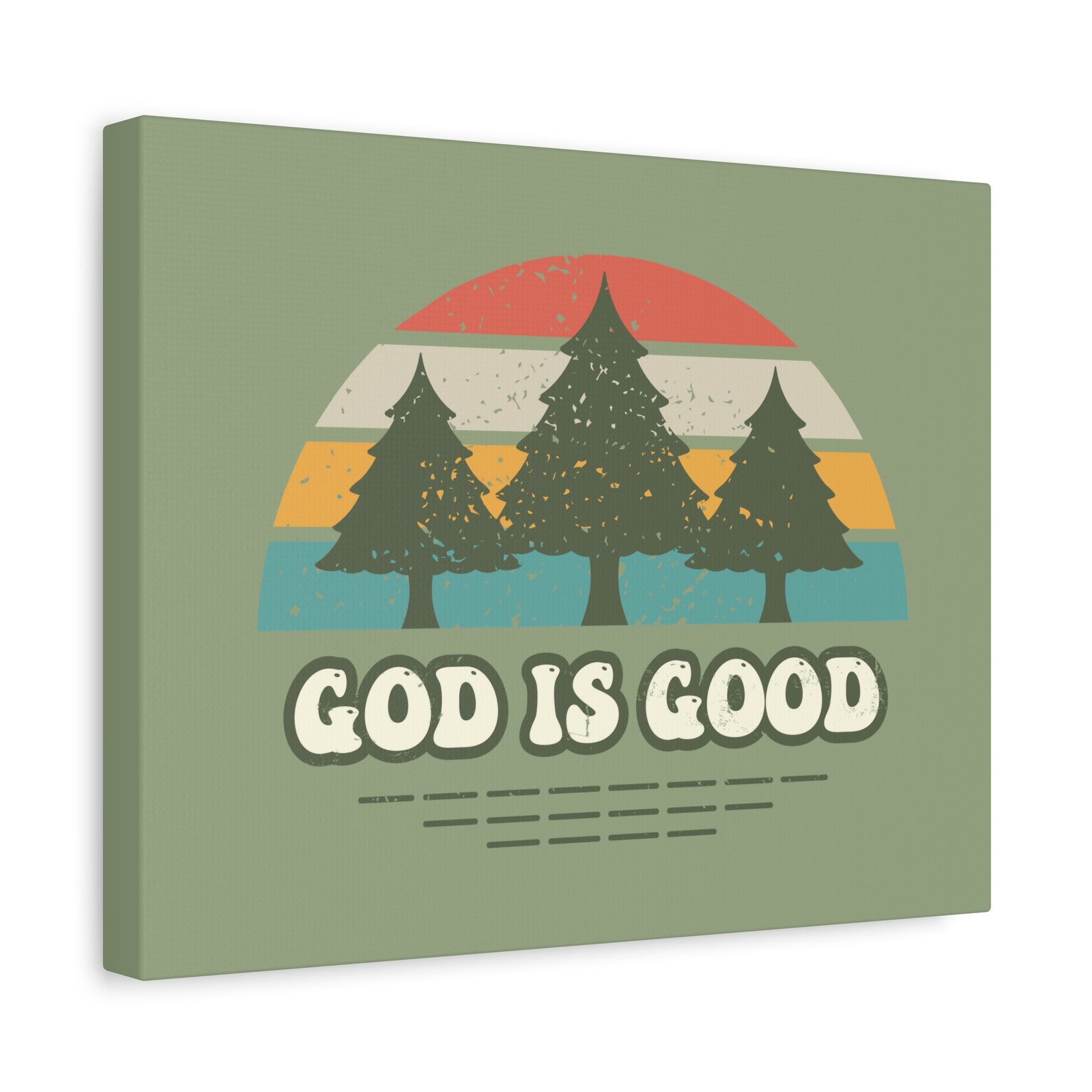 Scripture Canvas God Is Good Psalm 100:5 Three Trees Christian Wall Art Bible Verse Print Ready to Hang-Express Your Love Gifts