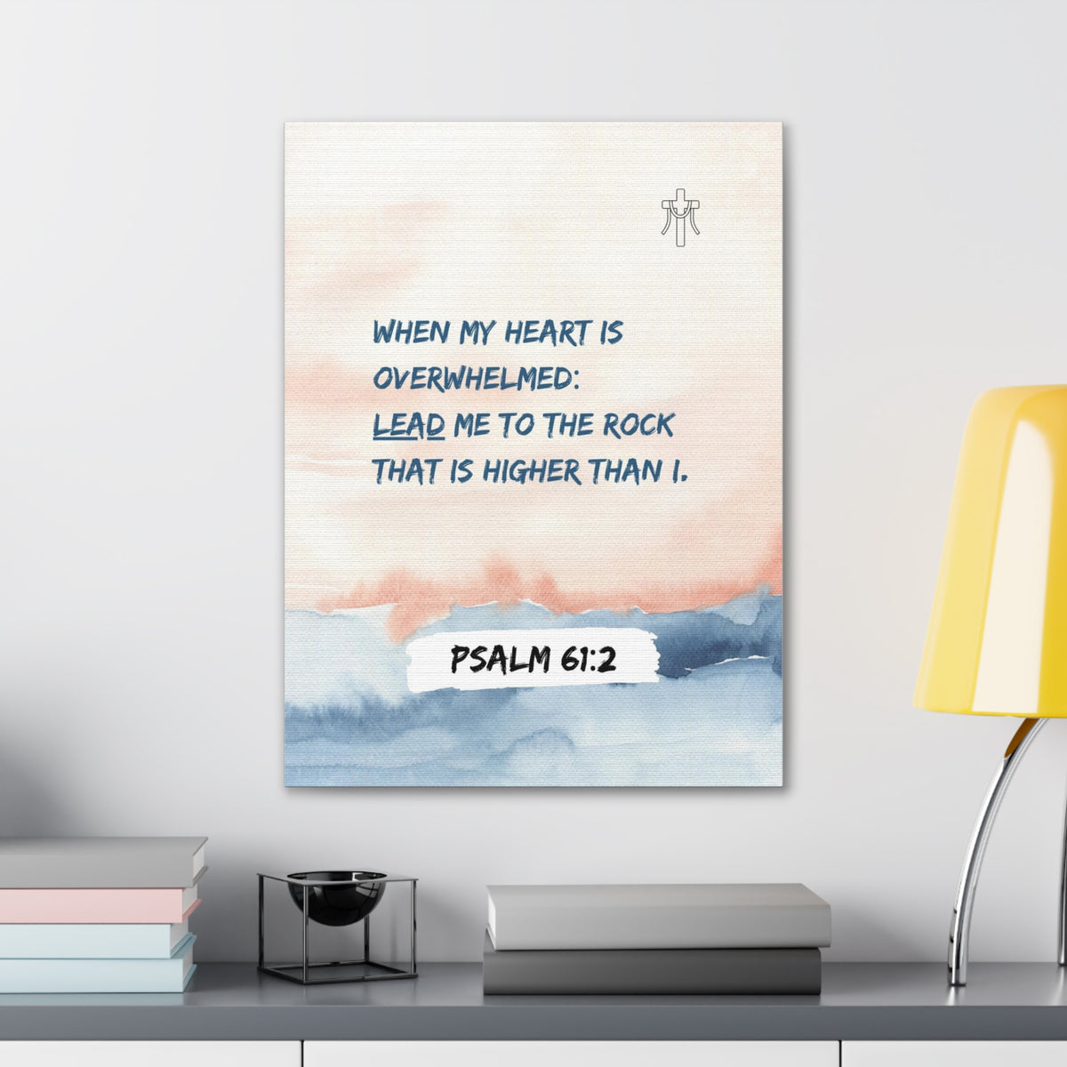 Scripture Walls Psalm 61:2 Lead Me to the Rock Bible Verse Canvas Christian Wall Art Ready to Hang Unframed-Express Your Love Gifts