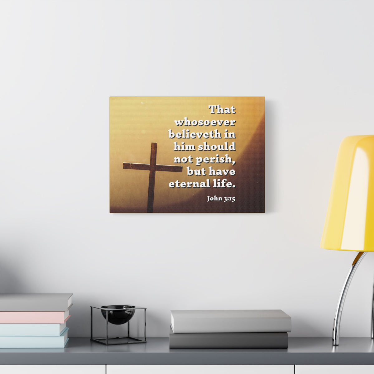 Scripture Canvas Eternal Life John 3:15 Christian Wall Art Bible Verse Print Ready to Hang