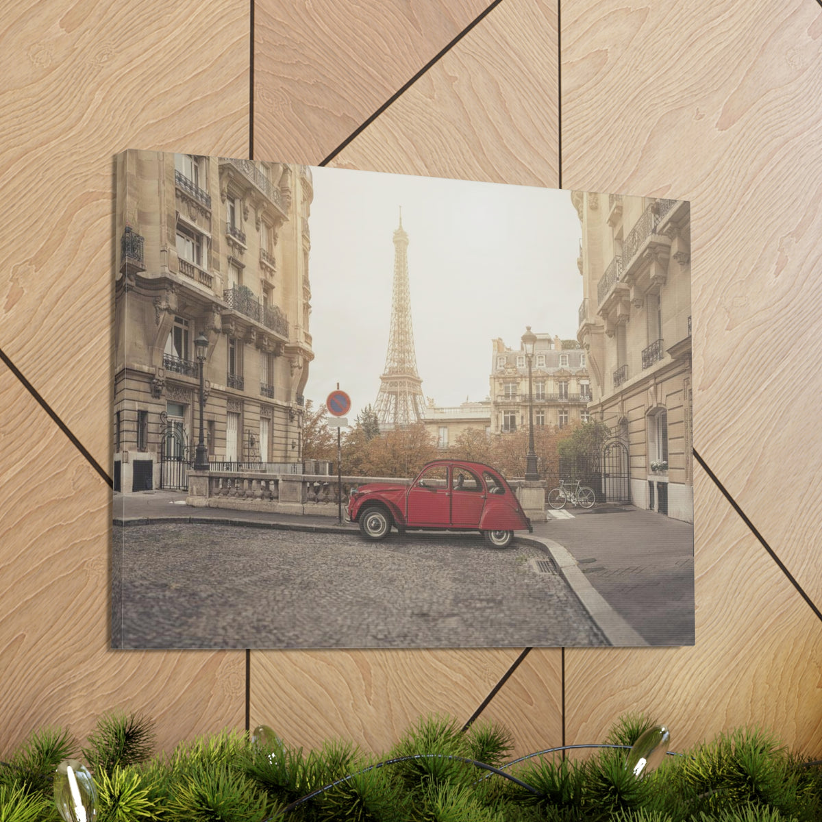 Eiffel Tower Retro Bike Paris Sunset Skyline Canvas Artwork High-Quality Breathtaking Stunning Cityscape Home Decor Ready to Hang-Express Your Love Gifts
