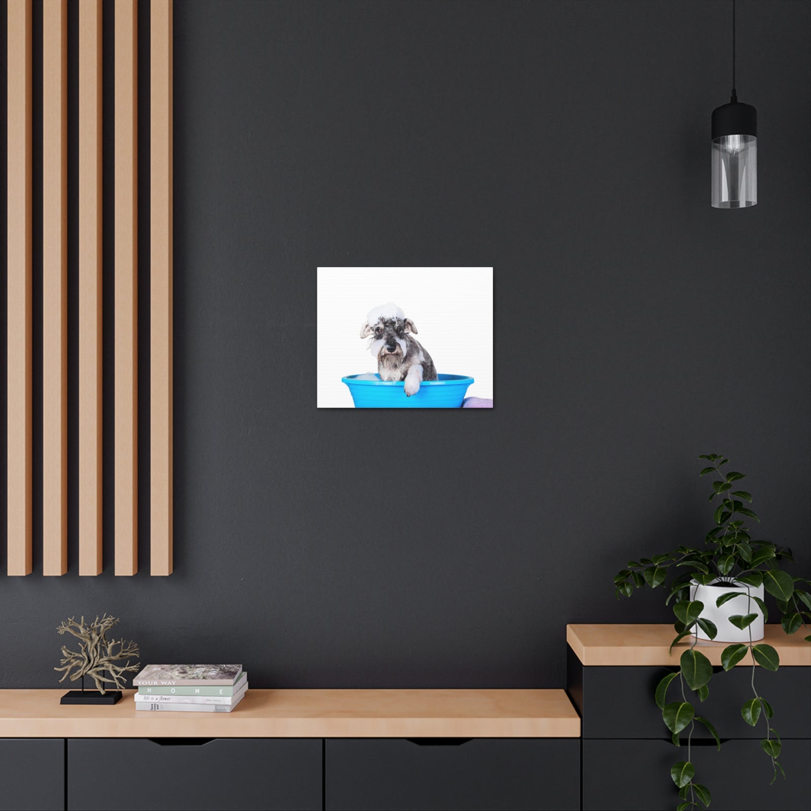 Cute Schnauzer Bath Canvas Wall Art for Home Decor Ready-to-Hang-Express Your Love Gifts
