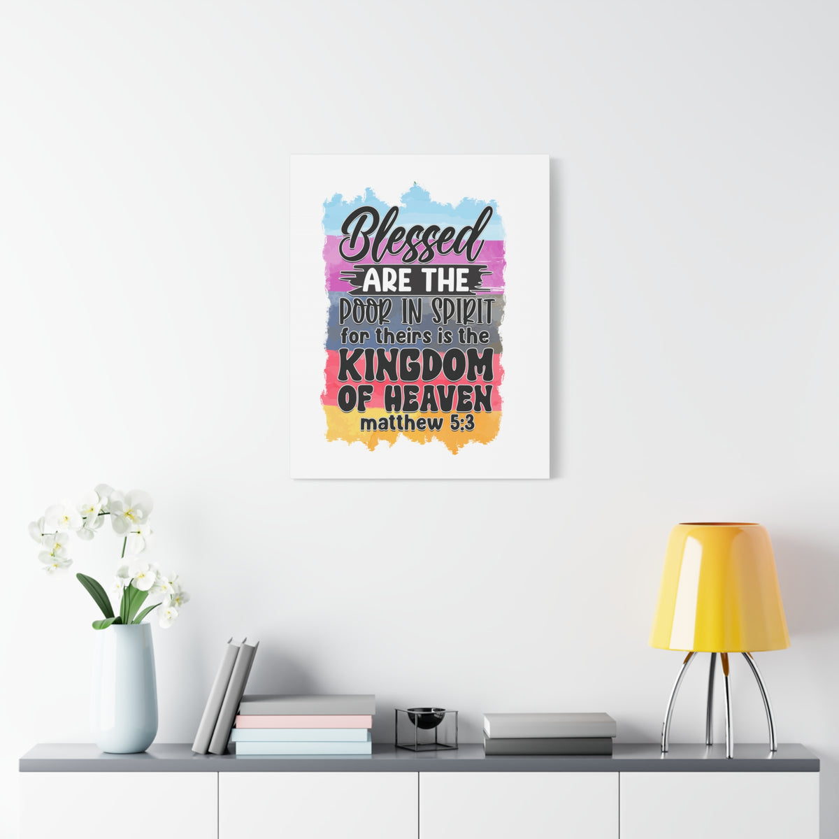 Scripture Walls Matthew 5:3 Kingdom of Heaven Colored Bible Verse Canvas Christian Wall Art Ready to Hang Unframed-Express Your Love Gifts