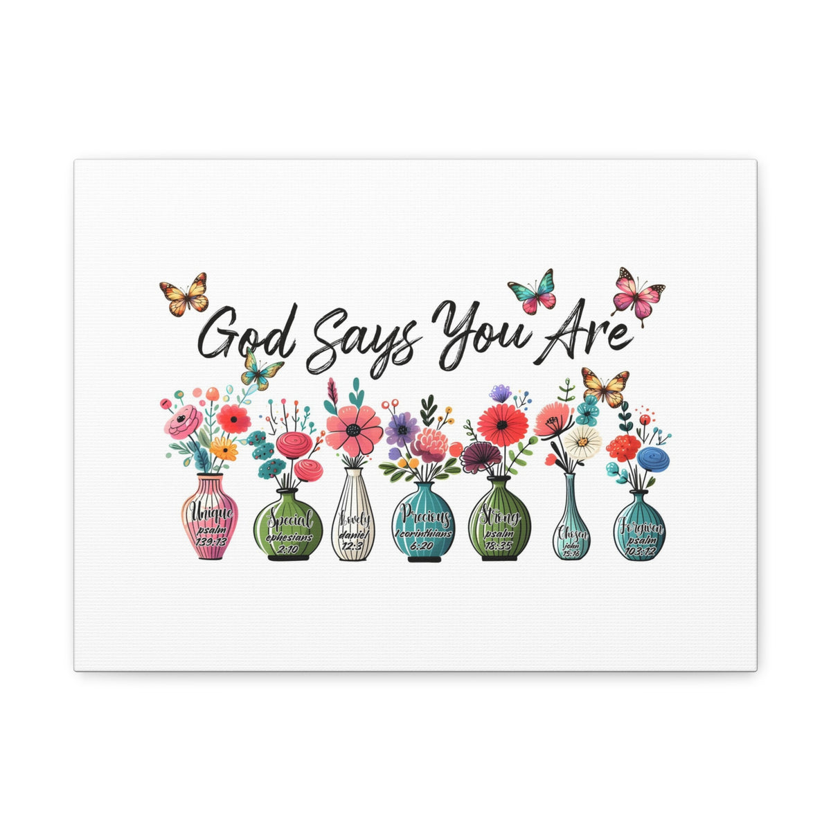 Scripture Walls God Says You Are Bible Verse Canvas Christian Wall Art Ready to Hang Unframed-Express Your Love Gifts
